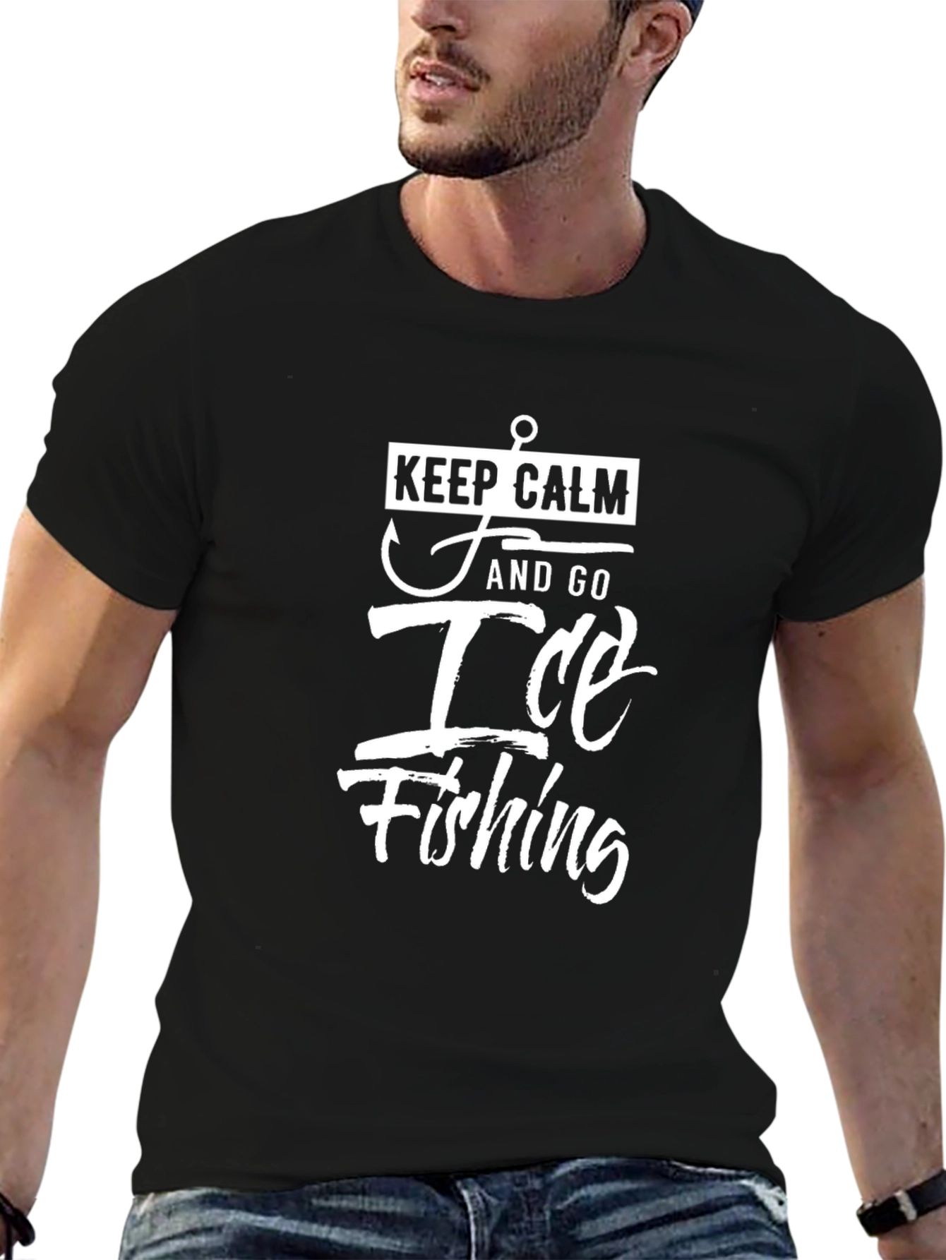 Keep Calm Ice Fishing T-Shirt - Black