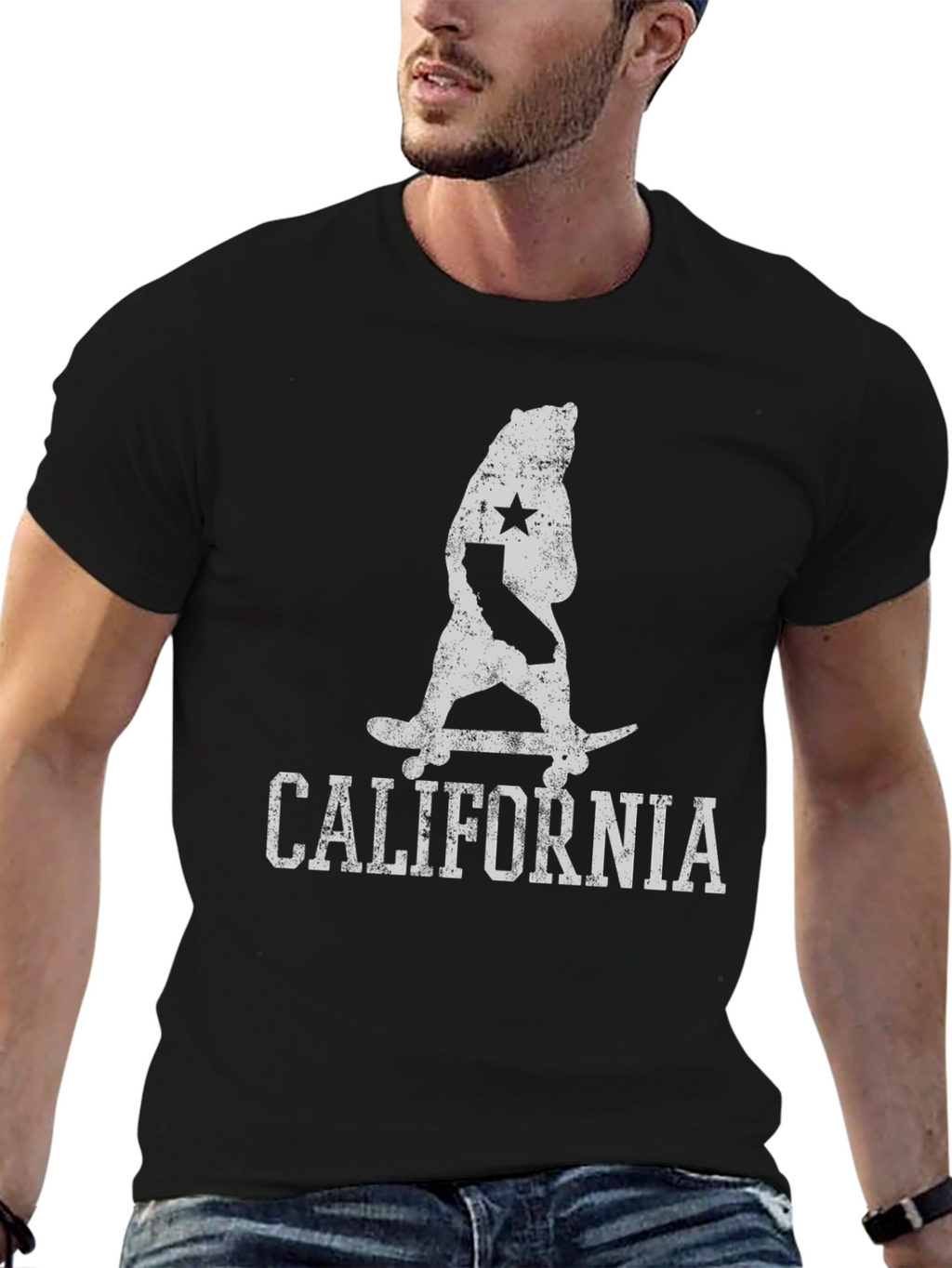 California Bear Skateboard Graphic Tee - Black