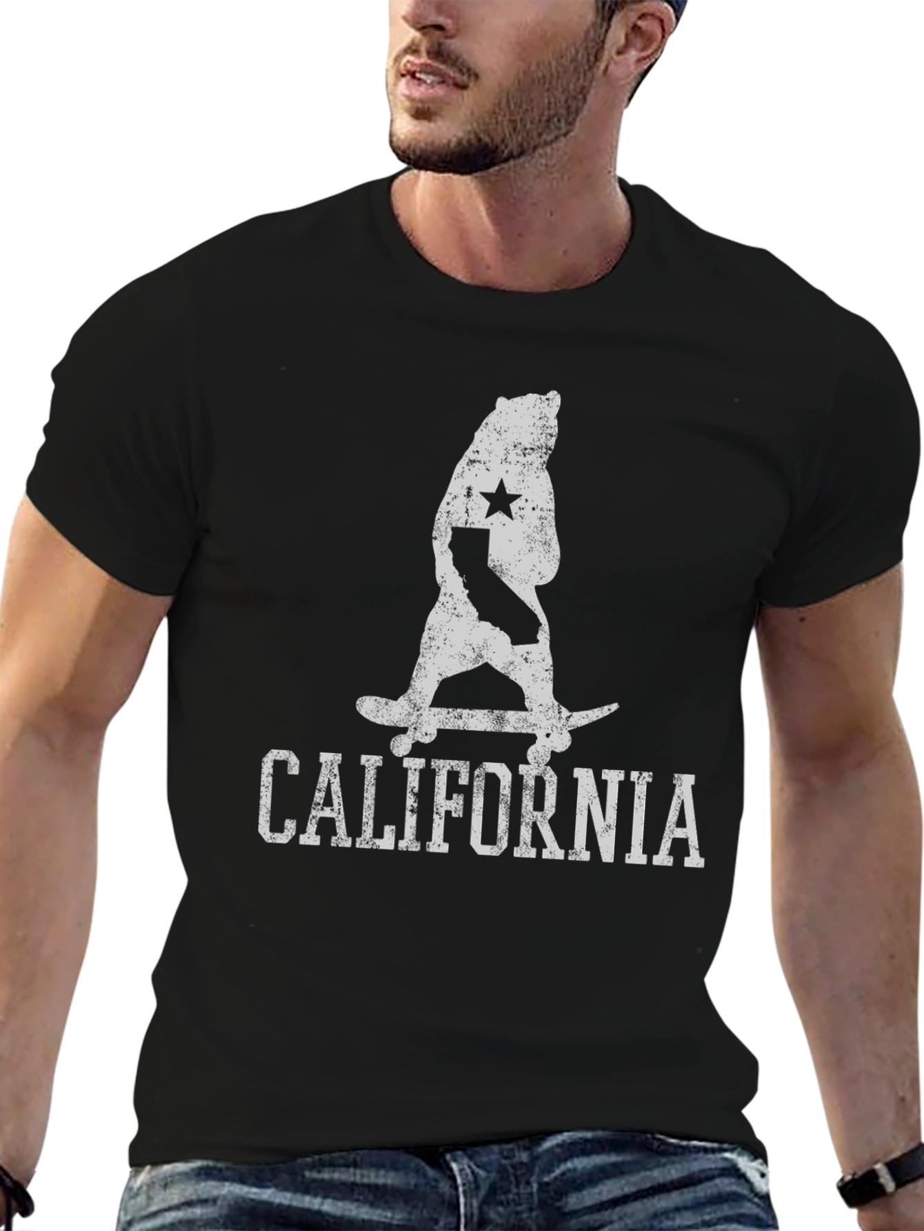 California Bear Skateboard Graphic Tee - Black