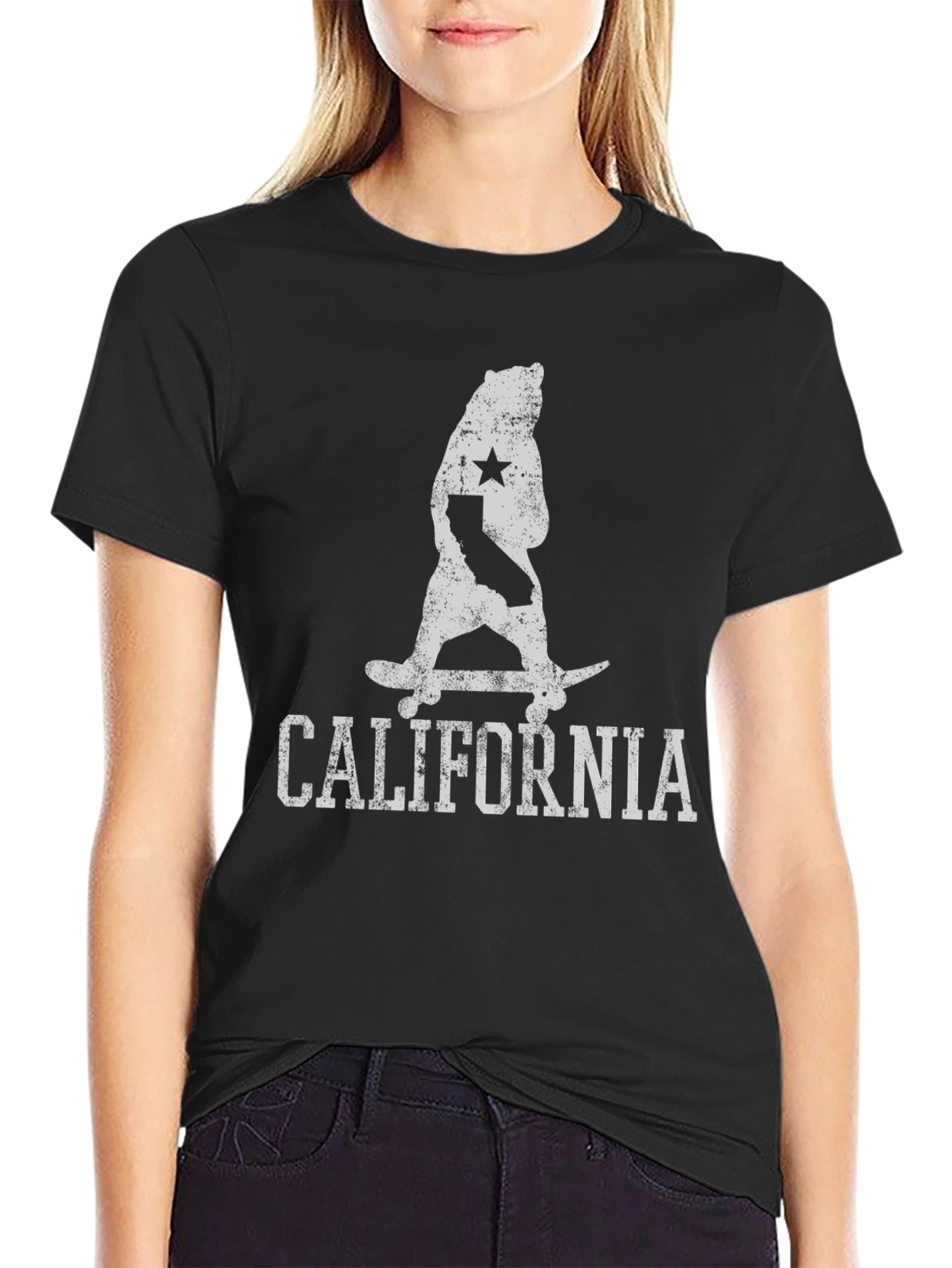 California Bear Skateboard Graphic Tee - Black