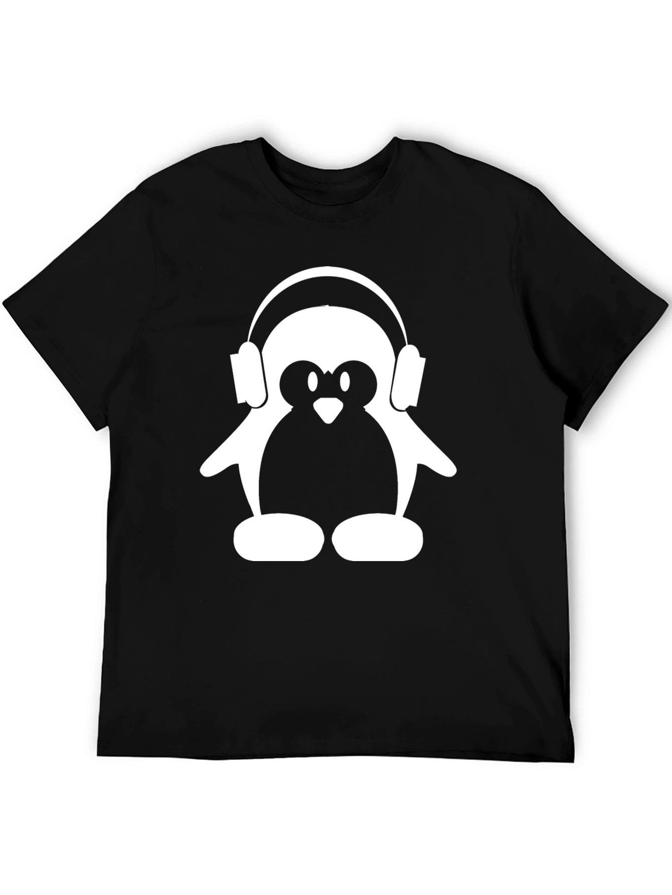 Penguin DJ Black T-Shirt - Cool Music Lover Tee