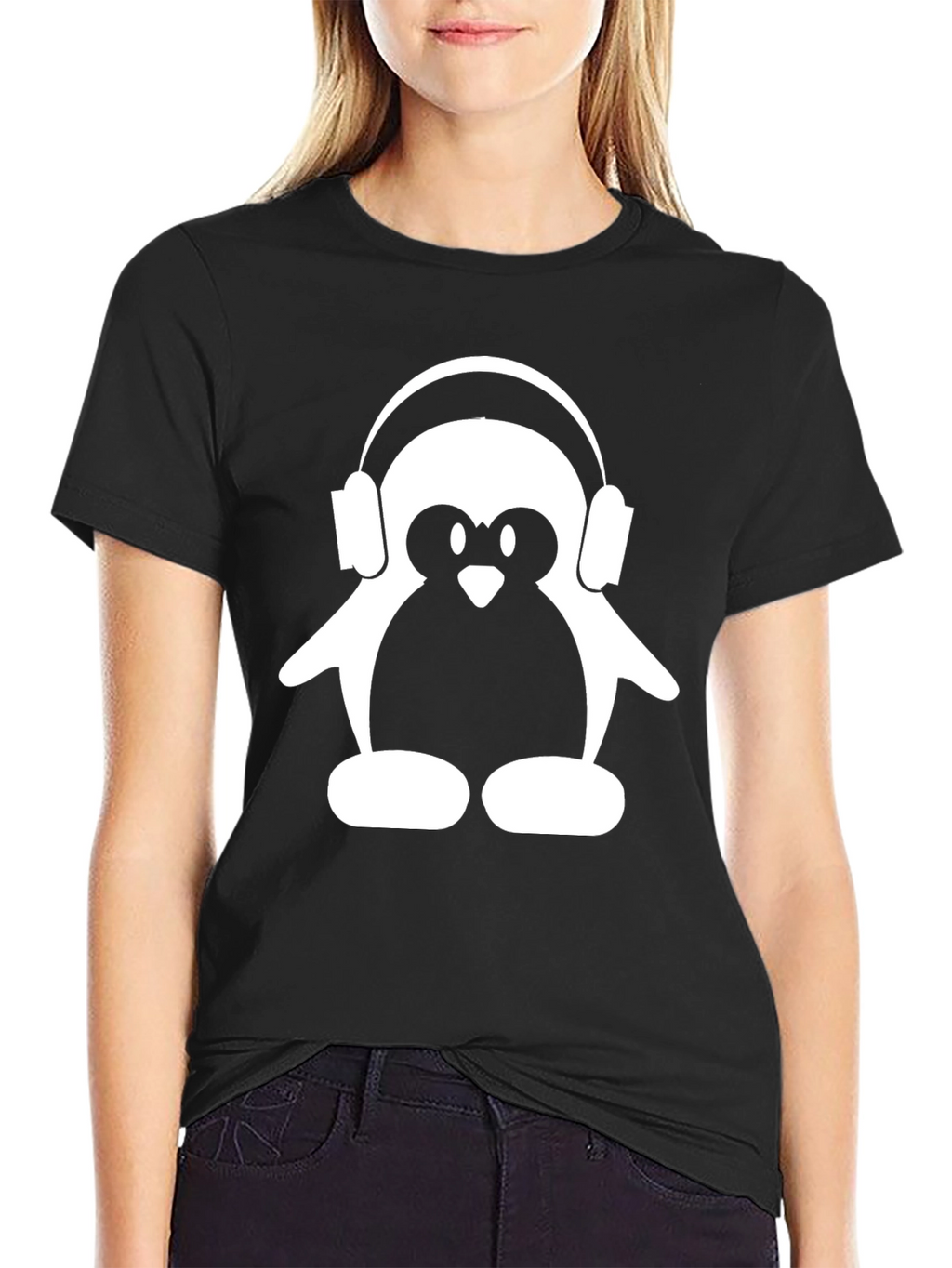 Penguin DJ Black T-Shirt - Cool Music Lover Tee