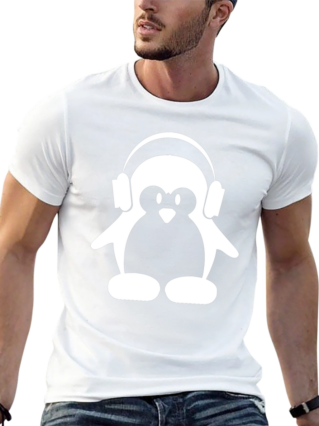 Penguin DJ Black T-Shirt - Cool Music Lover Tee