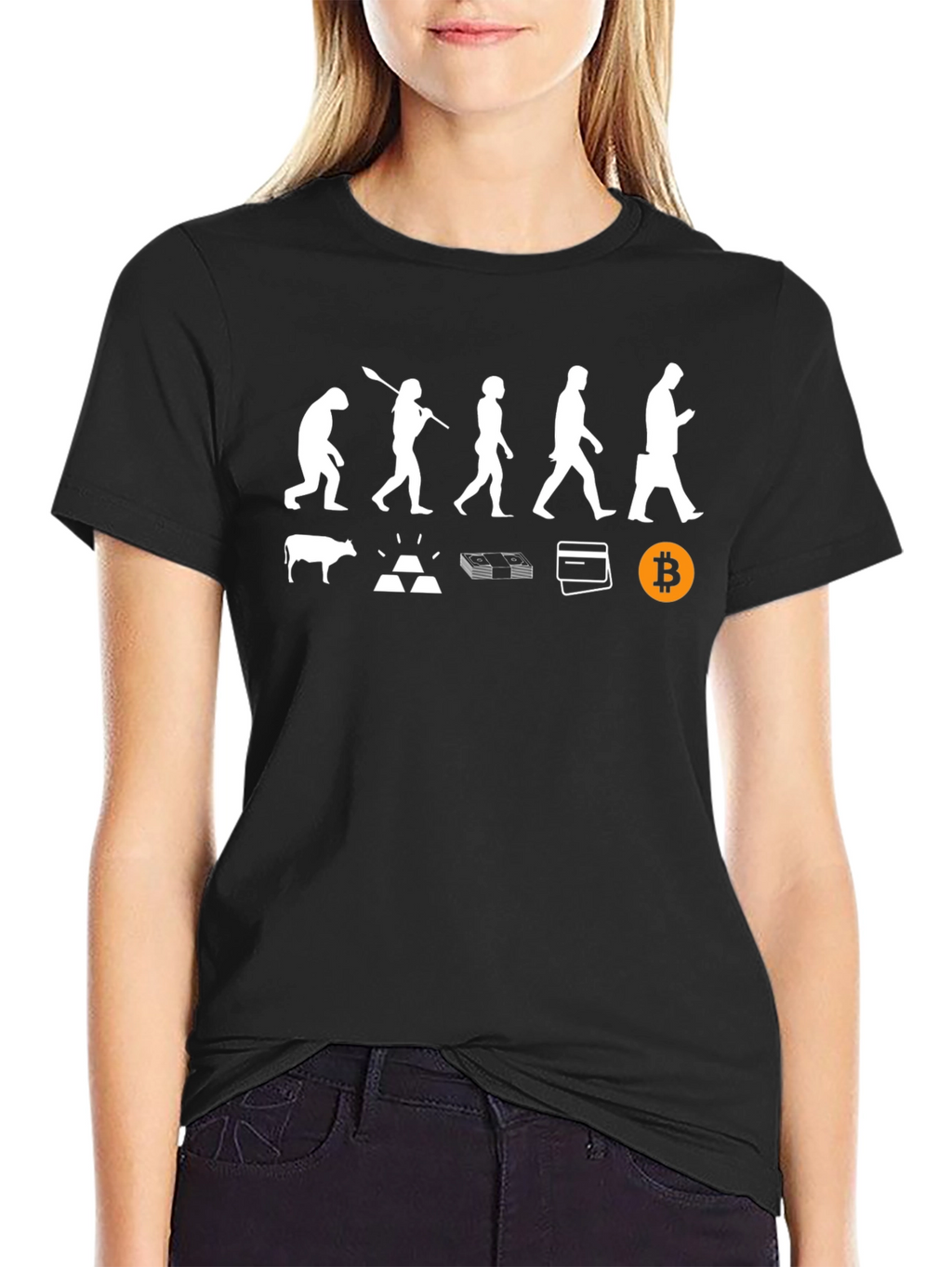 Evolution of Money Black T-Shirt Bitcoin