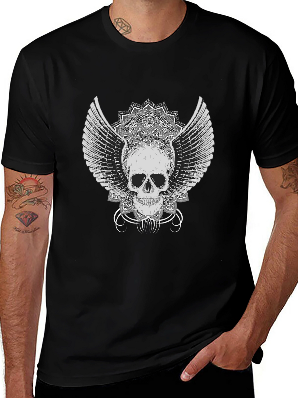 Winged Skull Graphic Tee - Black