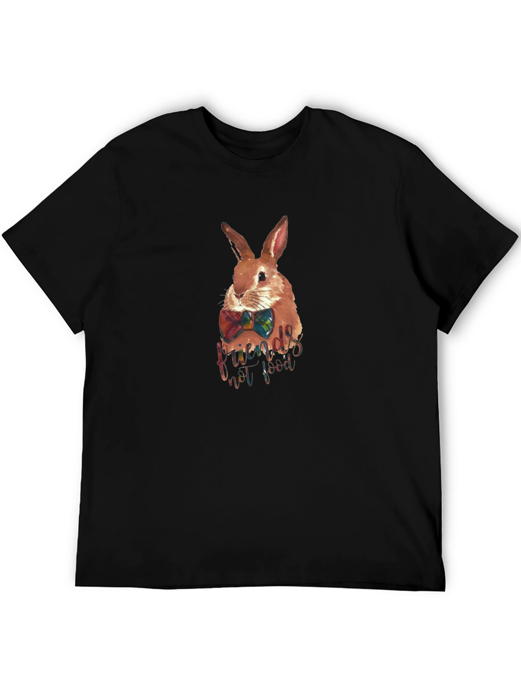 Rabbit Friends Not Food Black T-Shirt