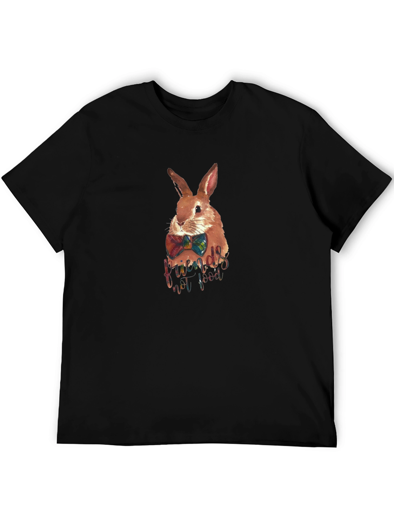 Rabbit Friends Not Food Black T-Shirt
