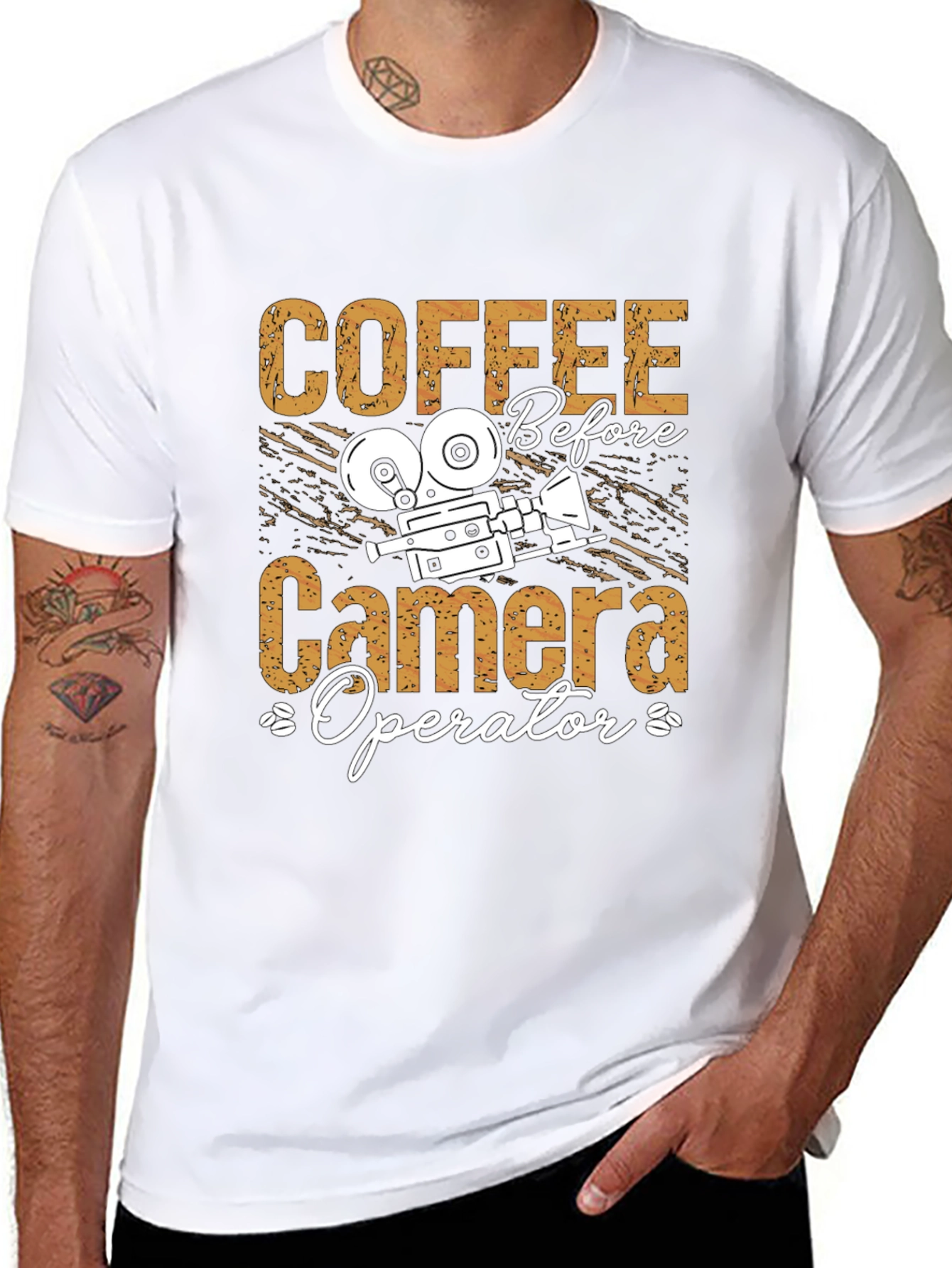 Coffee Before Camera Operator Black Graphic Tee