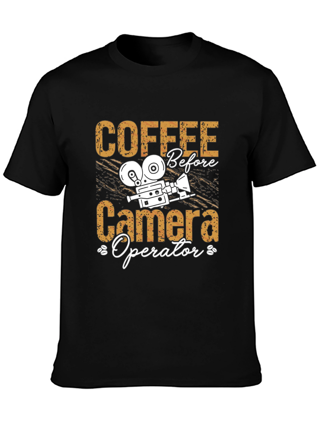 Coffee Before Camera Operator Black Graphic Tee