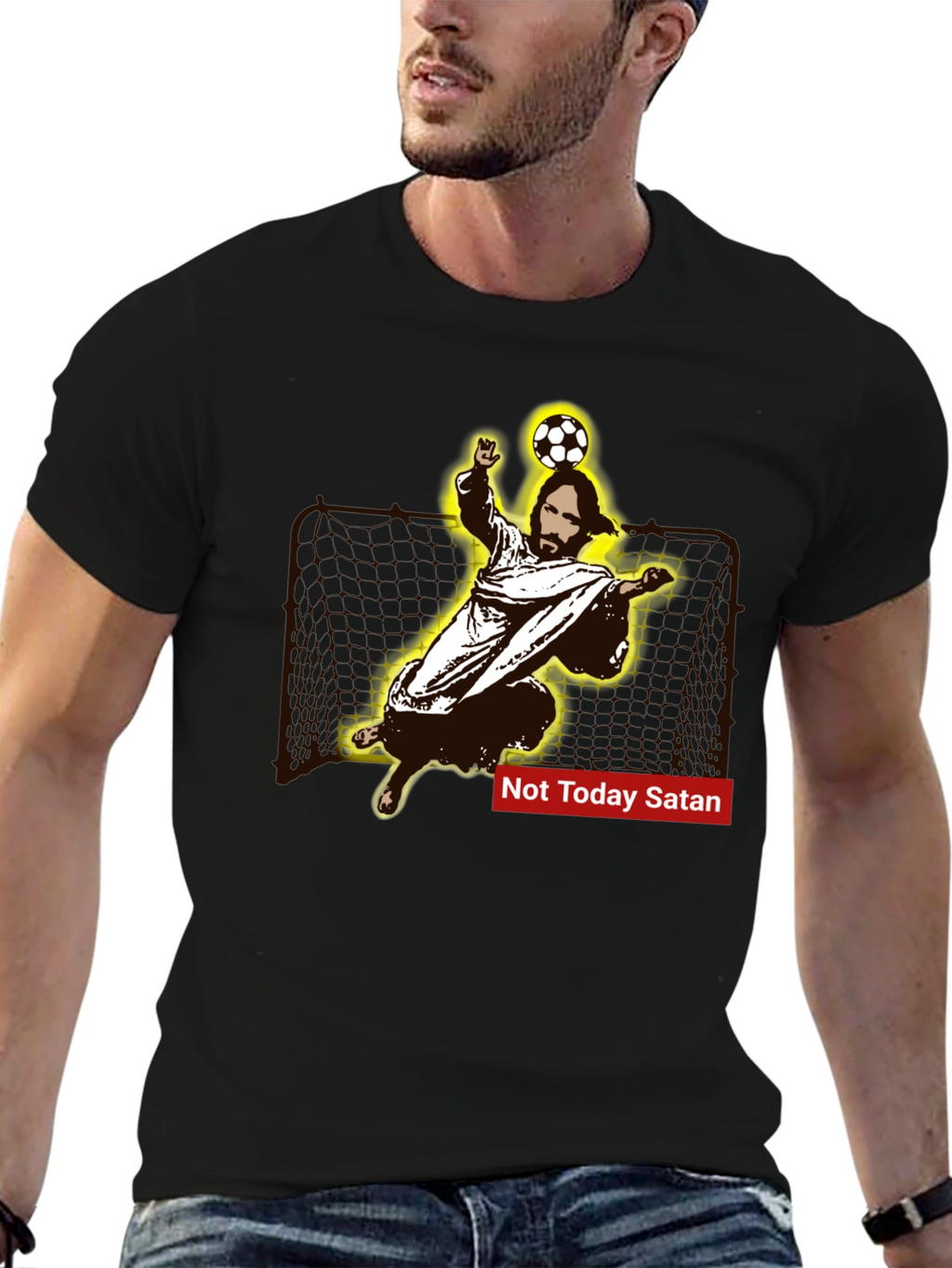 Jesus Soccer Save T-Shirt - Not Today Satan Tee