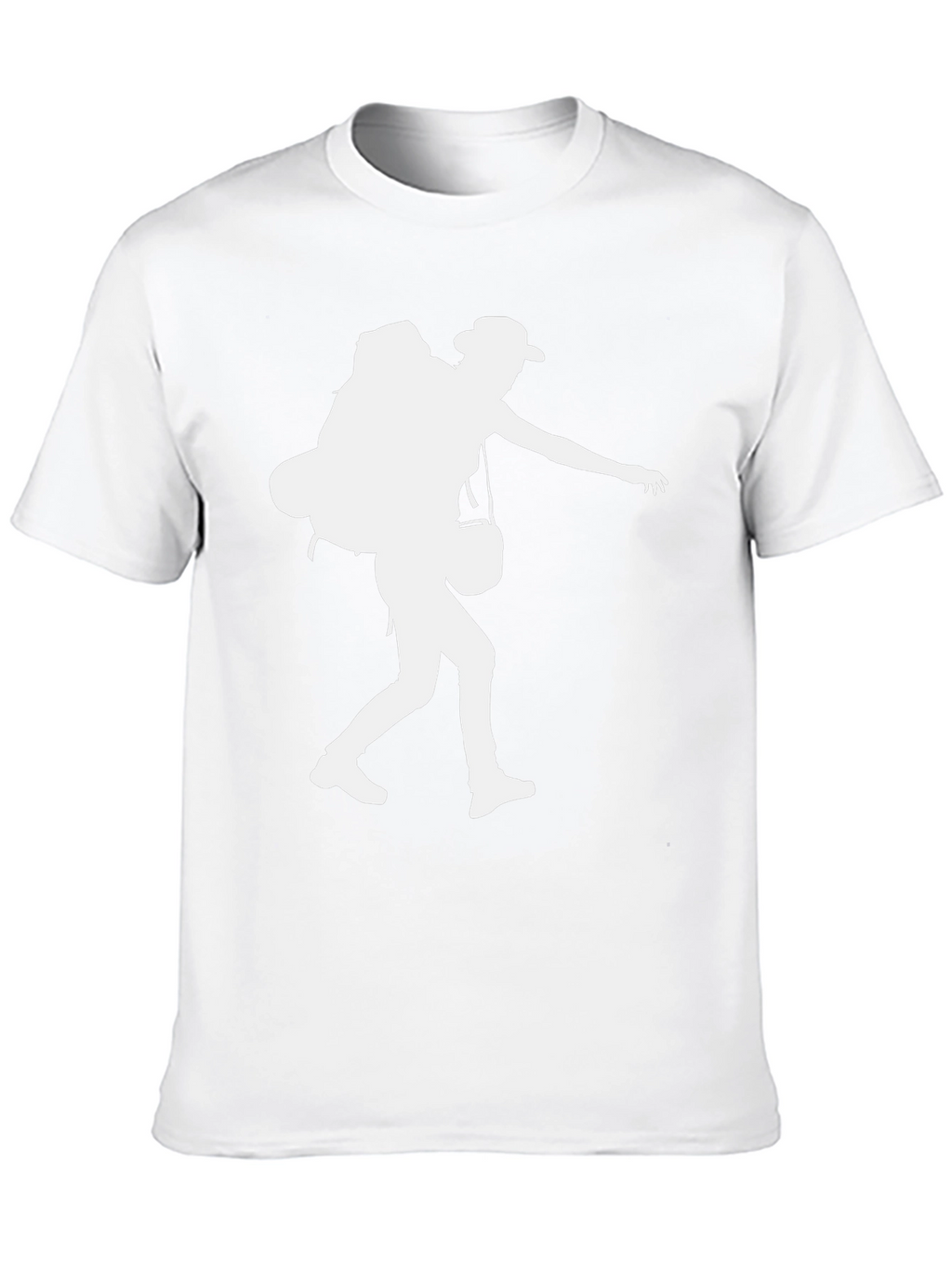 Hiker Silhouette Graphic Tee - Black Cotton Shirt