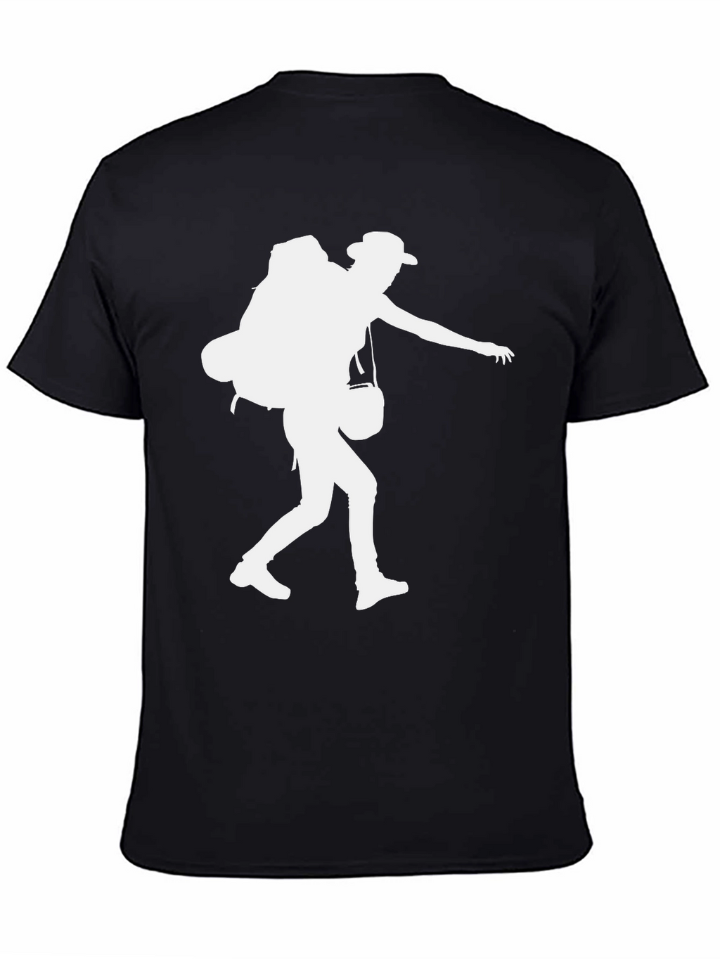 Hiker Silhouette Graphic Tee - Black Cotton Shirt
