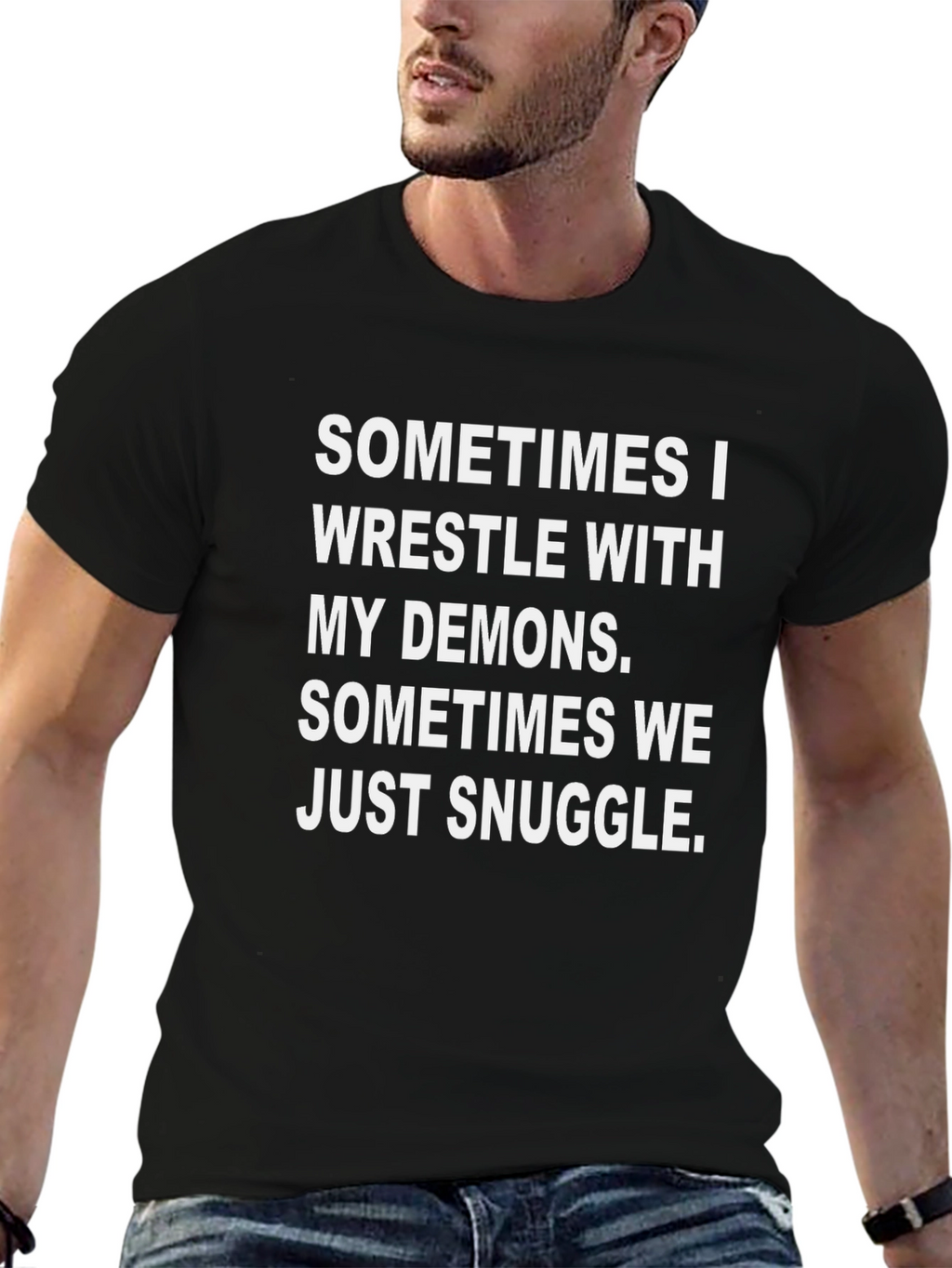 Wrestle Demons Snuggle Graphic T-Shirt