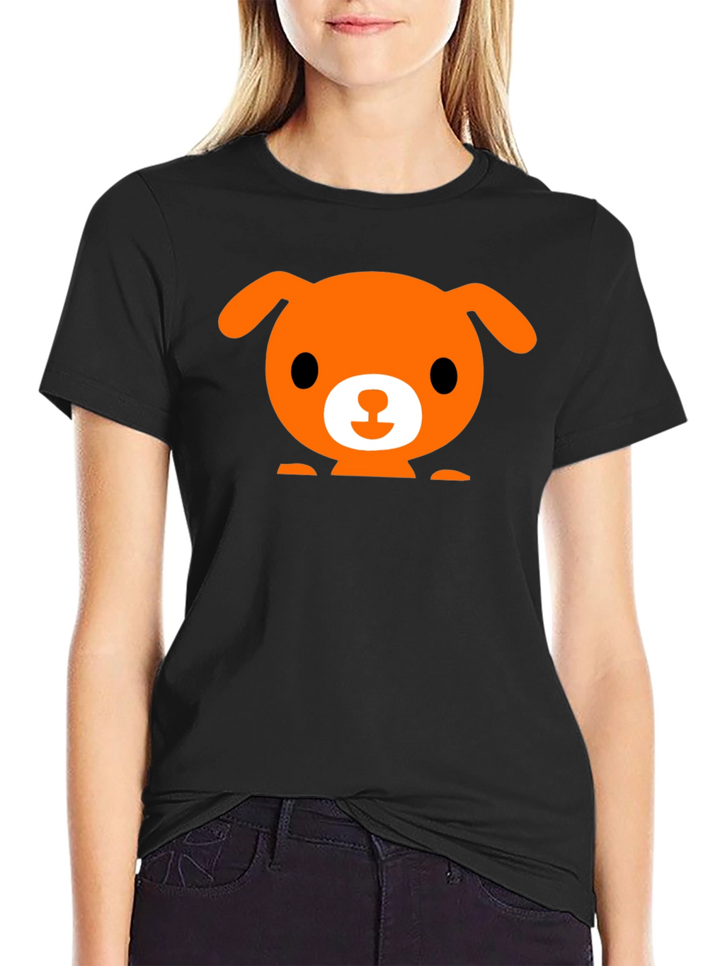 Cute Dog Graphic Black T-Shirt