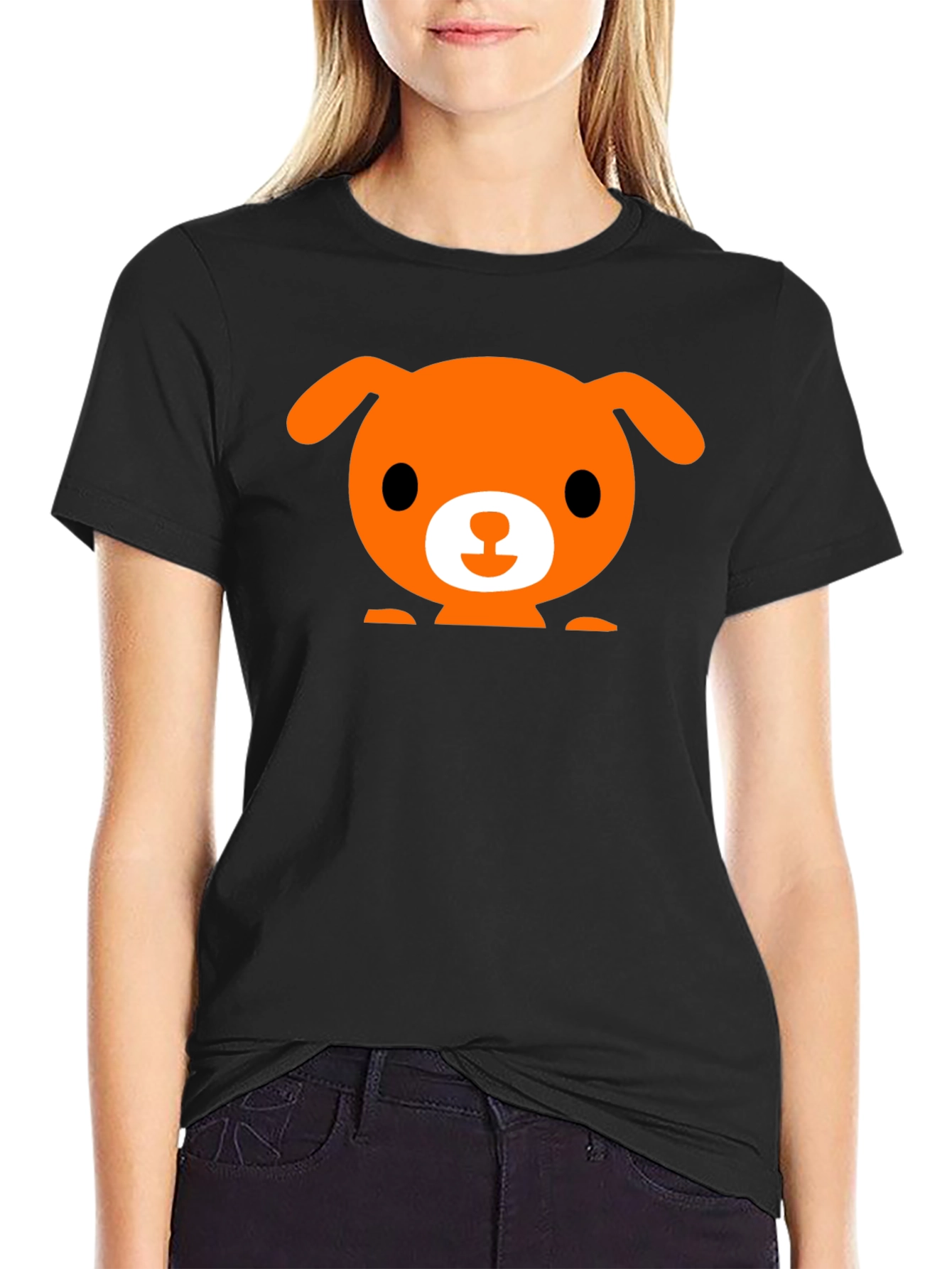 Cute Dog Graphic Black T-Shirt