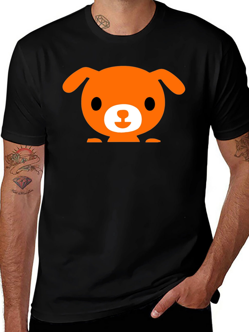 Cute Dog Graphic Black T-Shirt