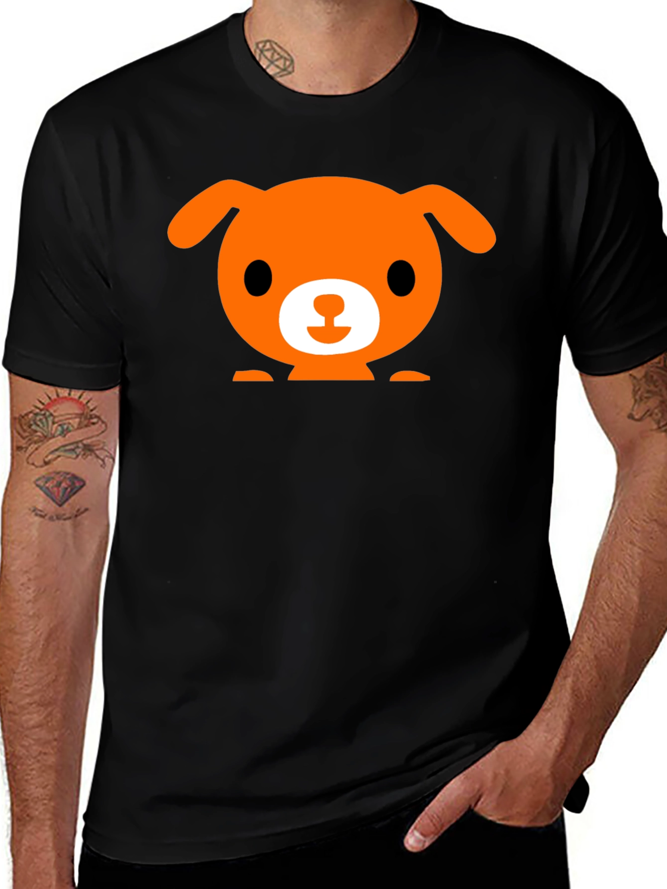 Cute Dog Graphic Black T-Shirt