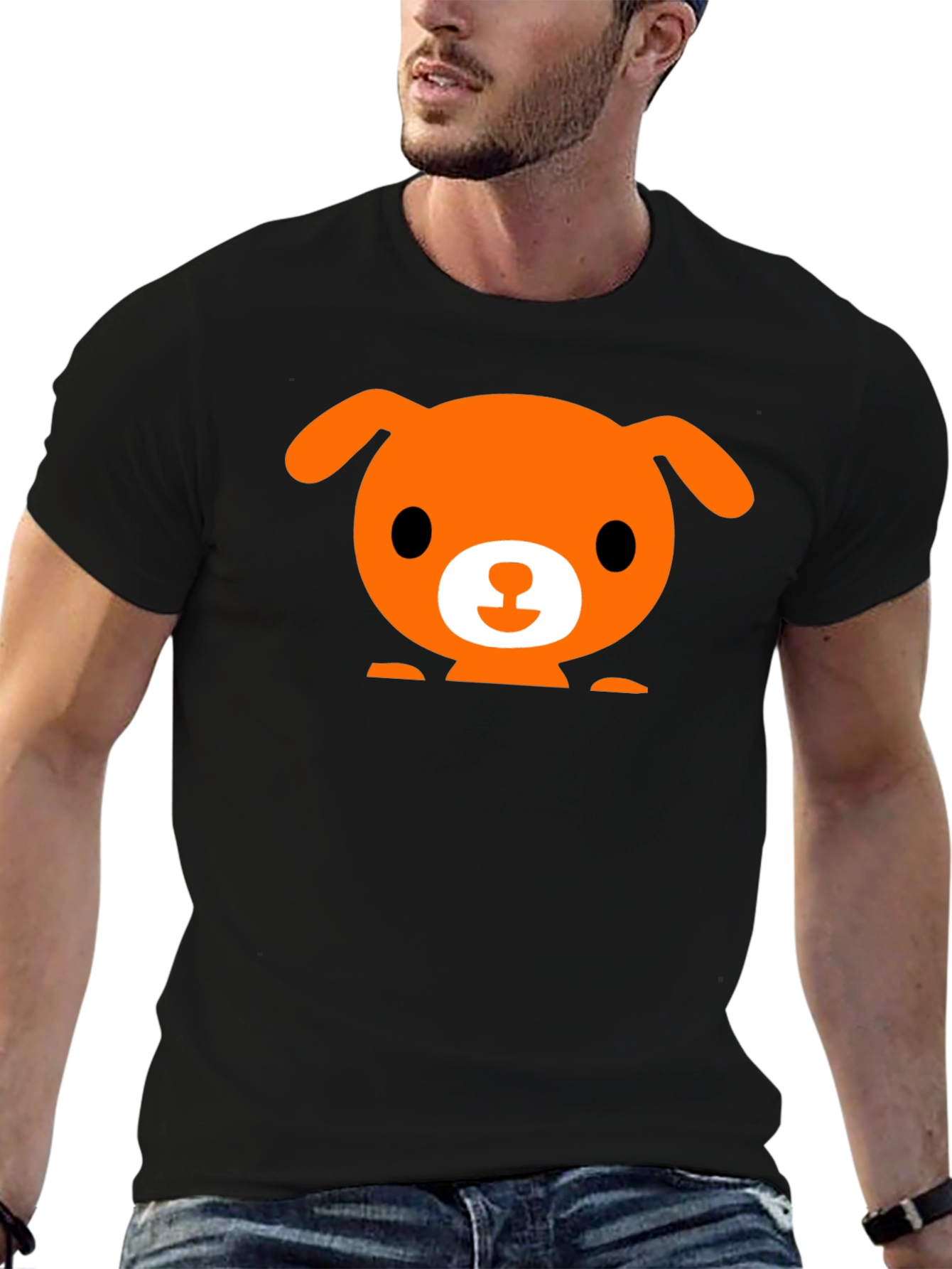 Cute Dog Graphic Black T-Shirt
