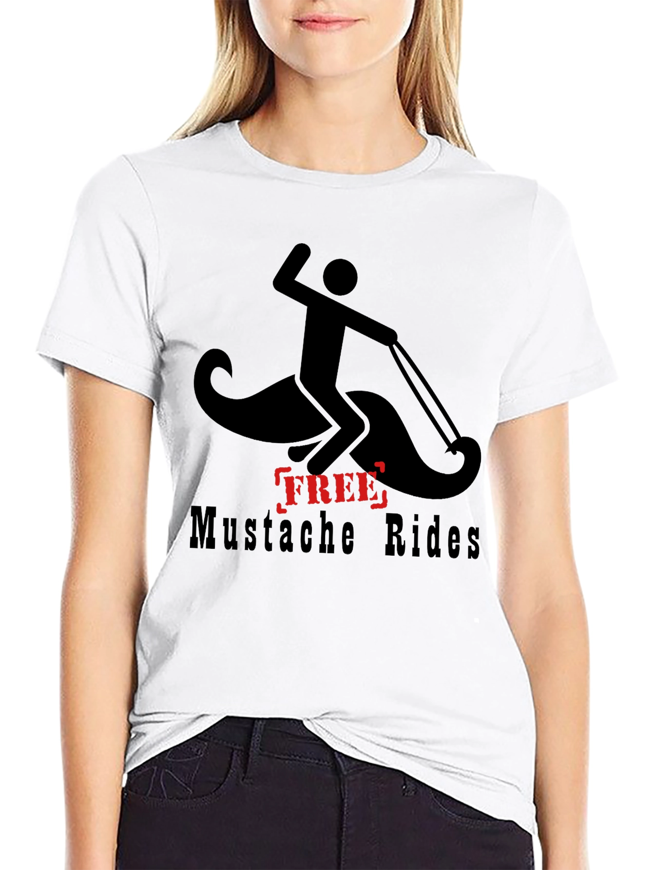 Free Mustache Rides T-Shirt - Funny Graphic Tee