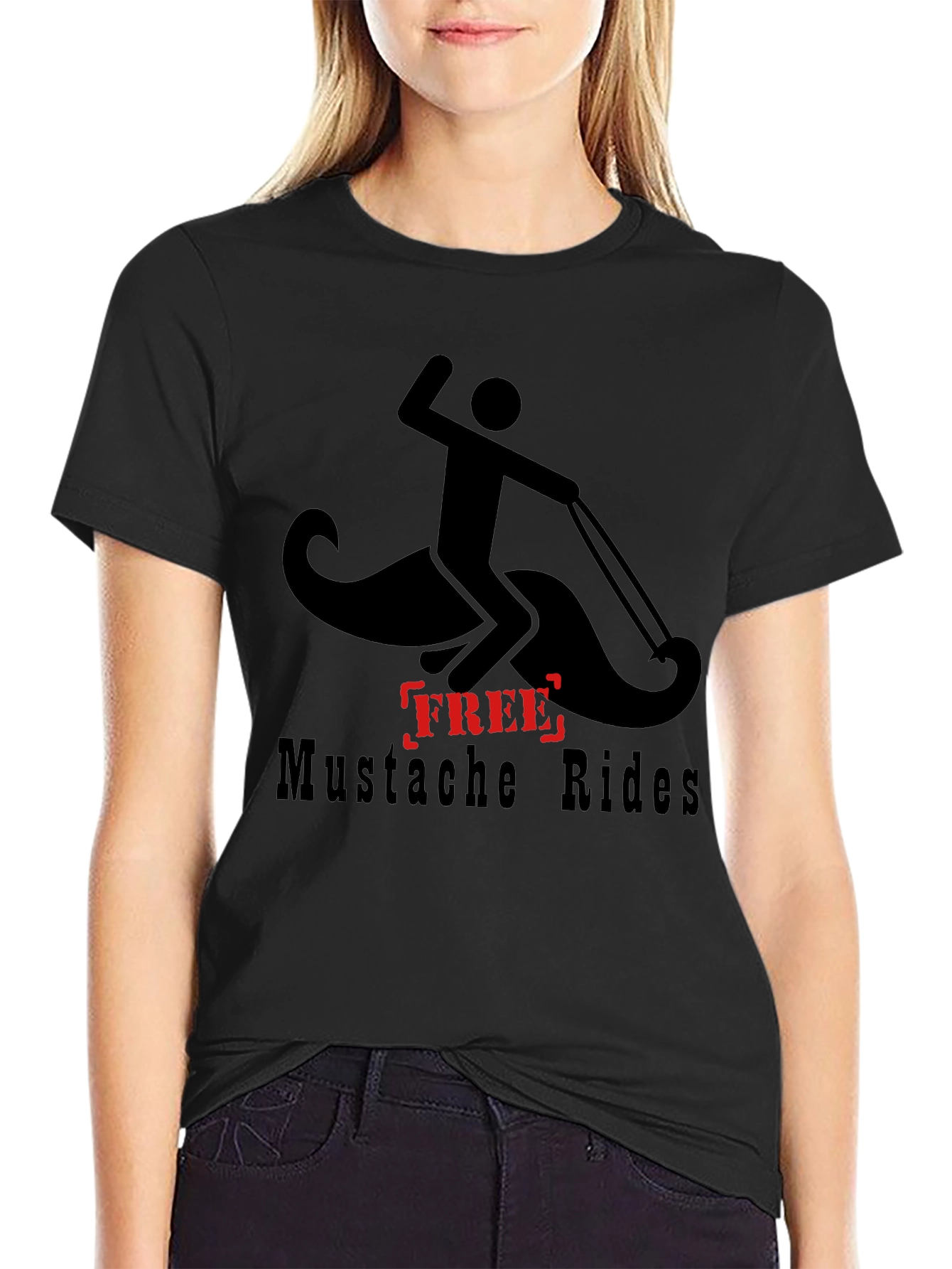 Free Mustache Rides T-Shirt - Funny Graphic Tee
