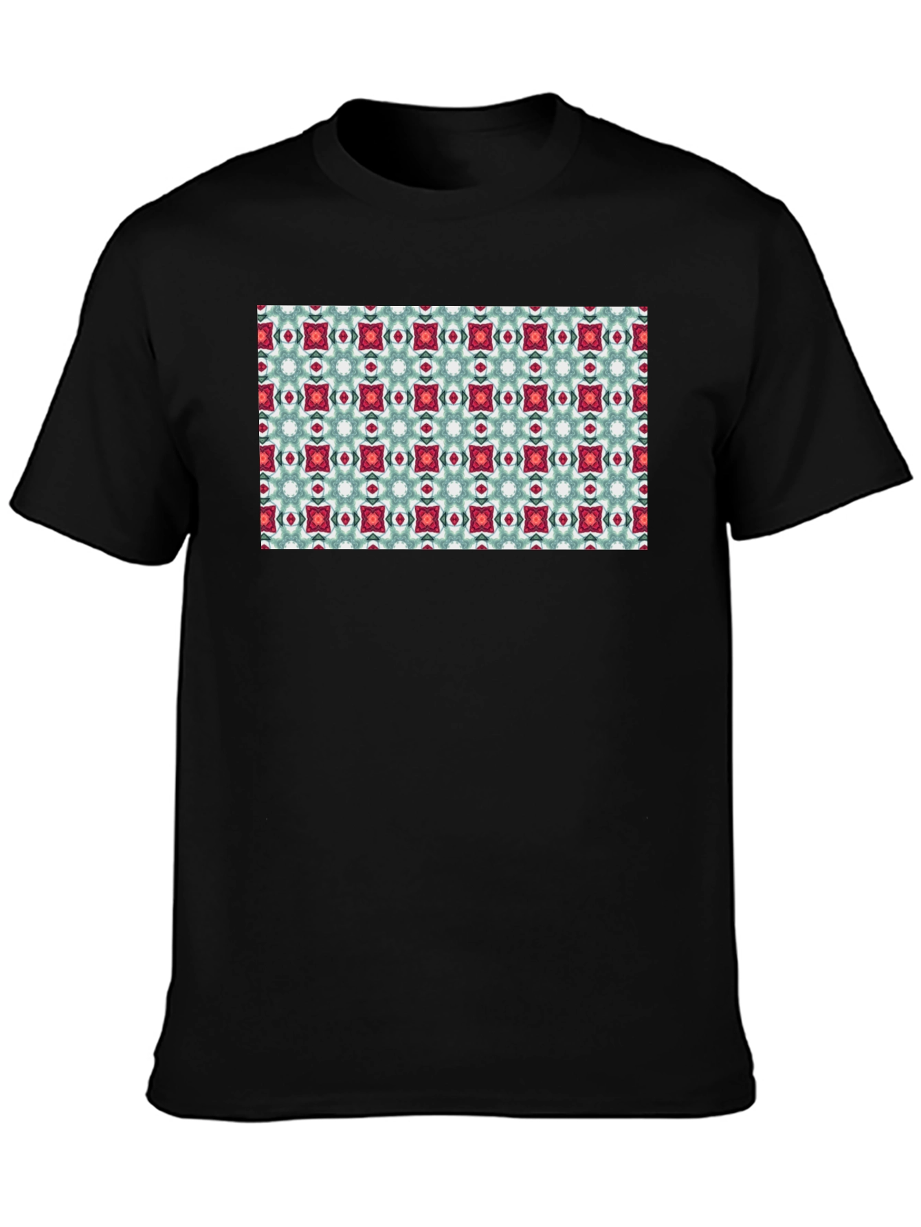 Pattern Print Black T-Shirt