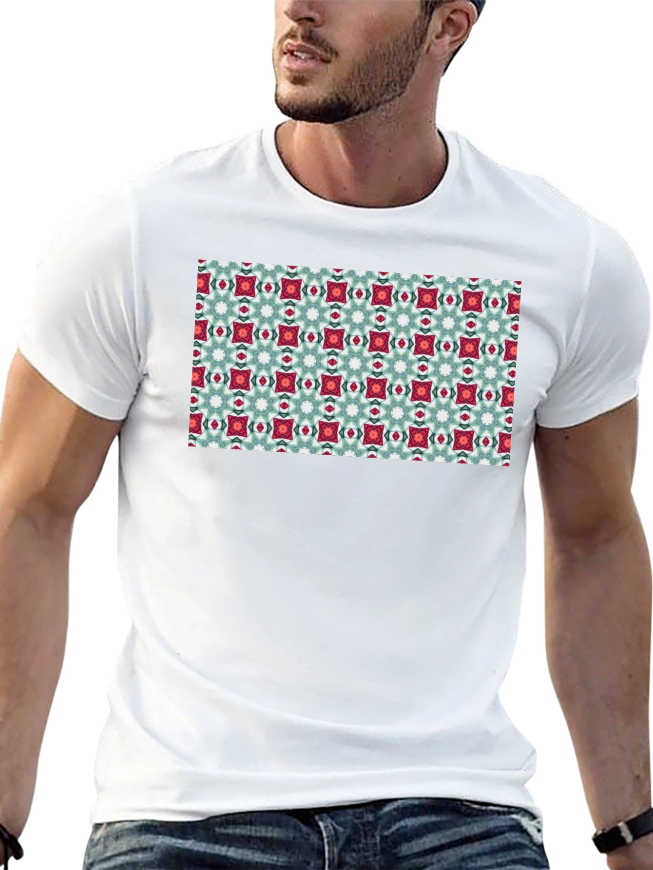 Pattern Print Black T-Shirt
