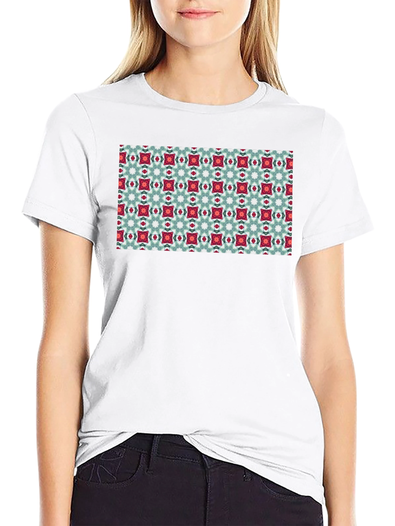 Pattern Print Black T-Shirt