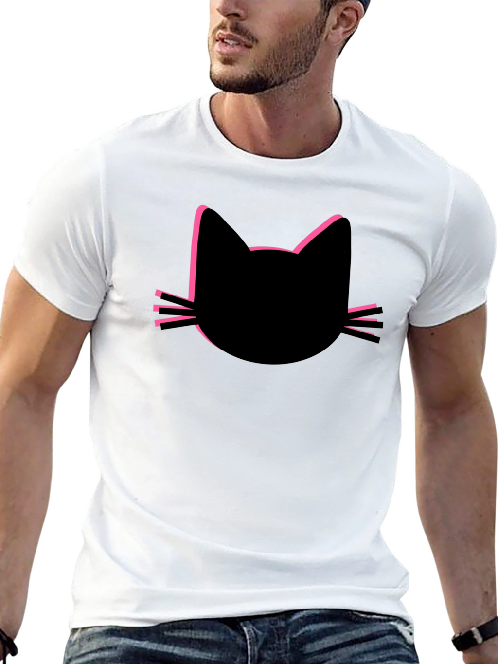 Black Cat Silhouette Tee - Modern Graphic T-Shirt