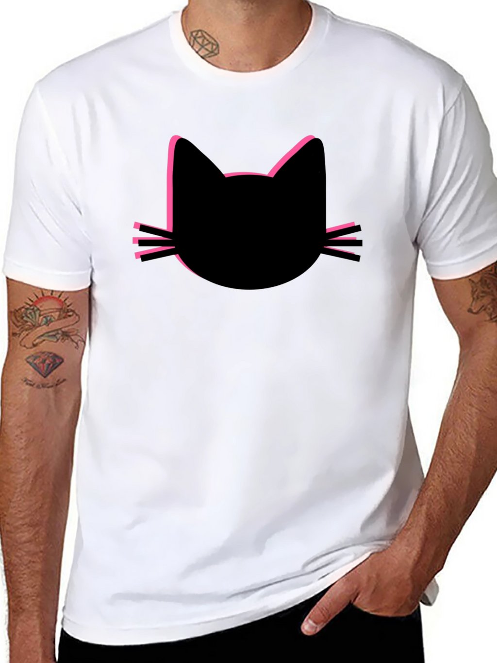 Black Cat Silhouette Tee - Modern Graphic T-Shirt