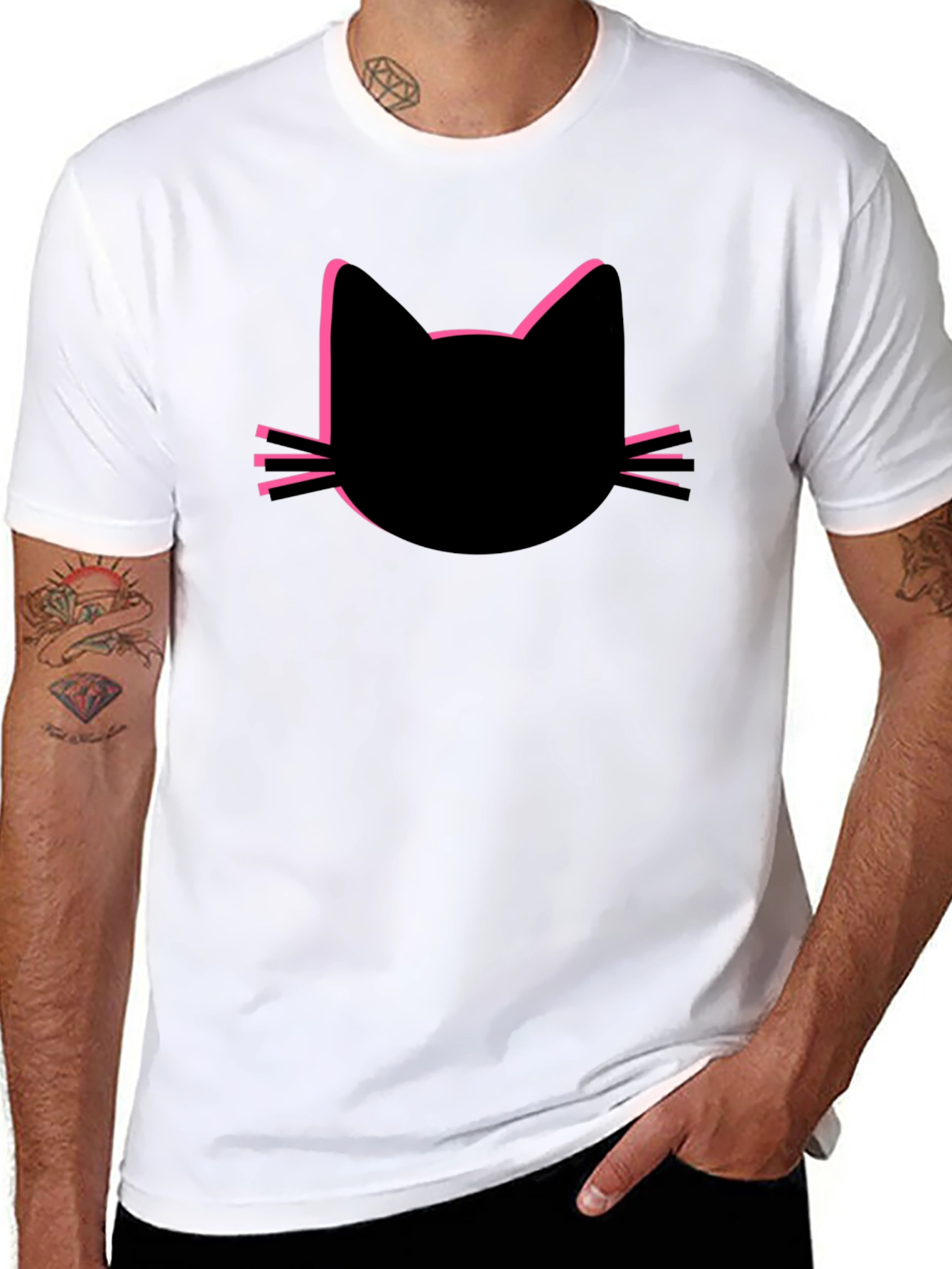 Black Cat Silhouette Tee - Modern Graphic T-Shirt