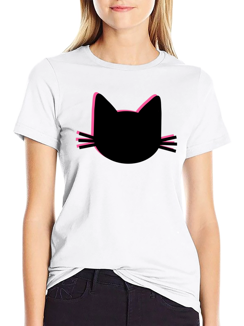 Black Cat Silhouette Tee - Modern Graphic T-Shirt