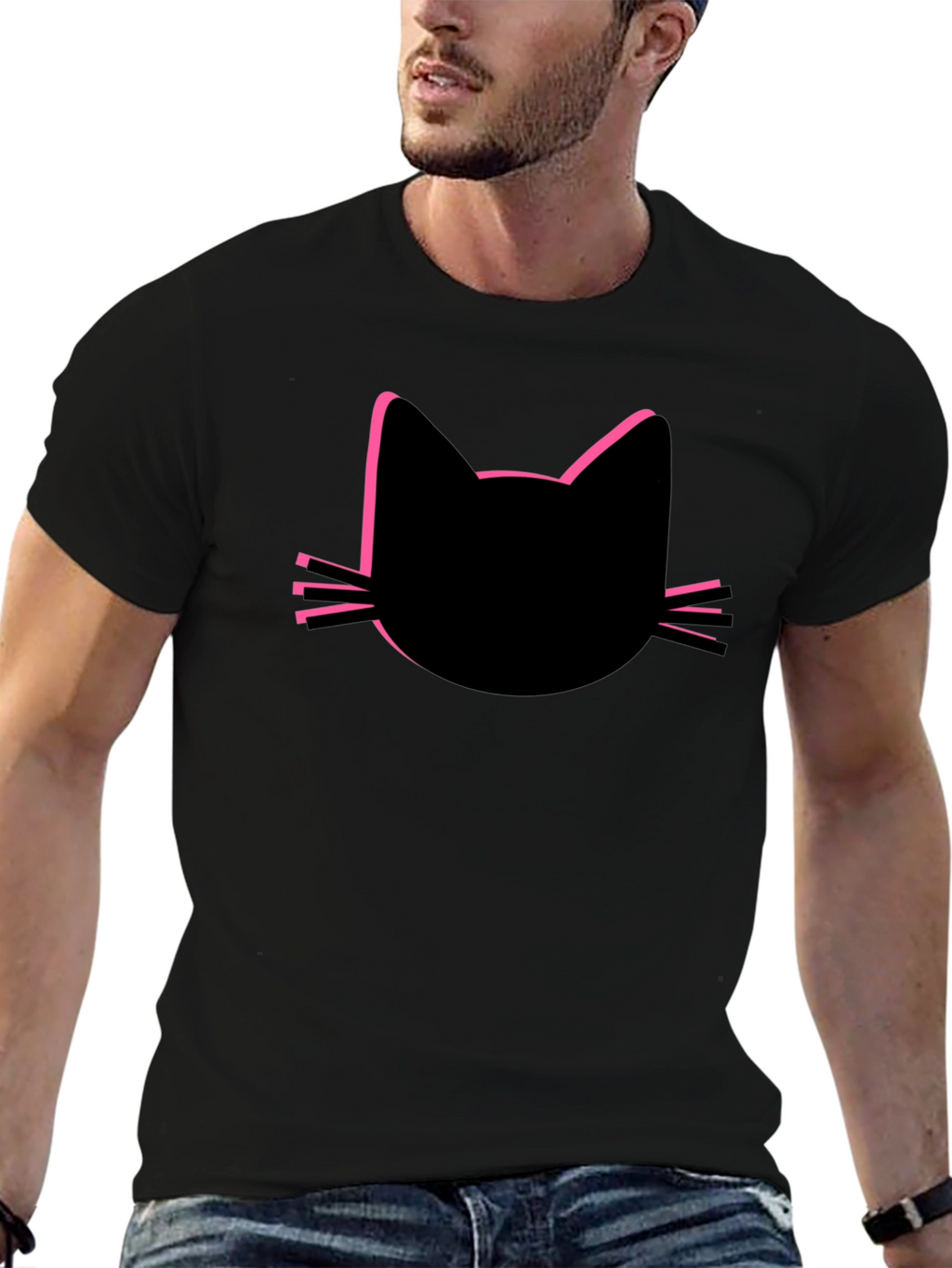 Black Cat Silhouette Tee - Modern Graphic T-Shirt