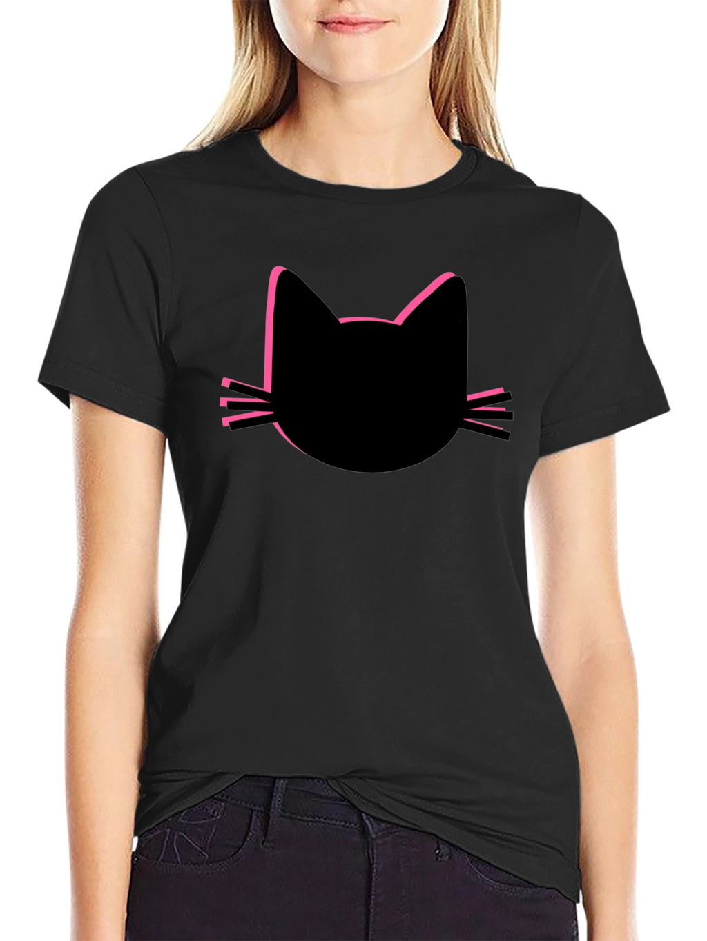 Black Cat Silhouette Tee - Modern Graphic T-Shirt
