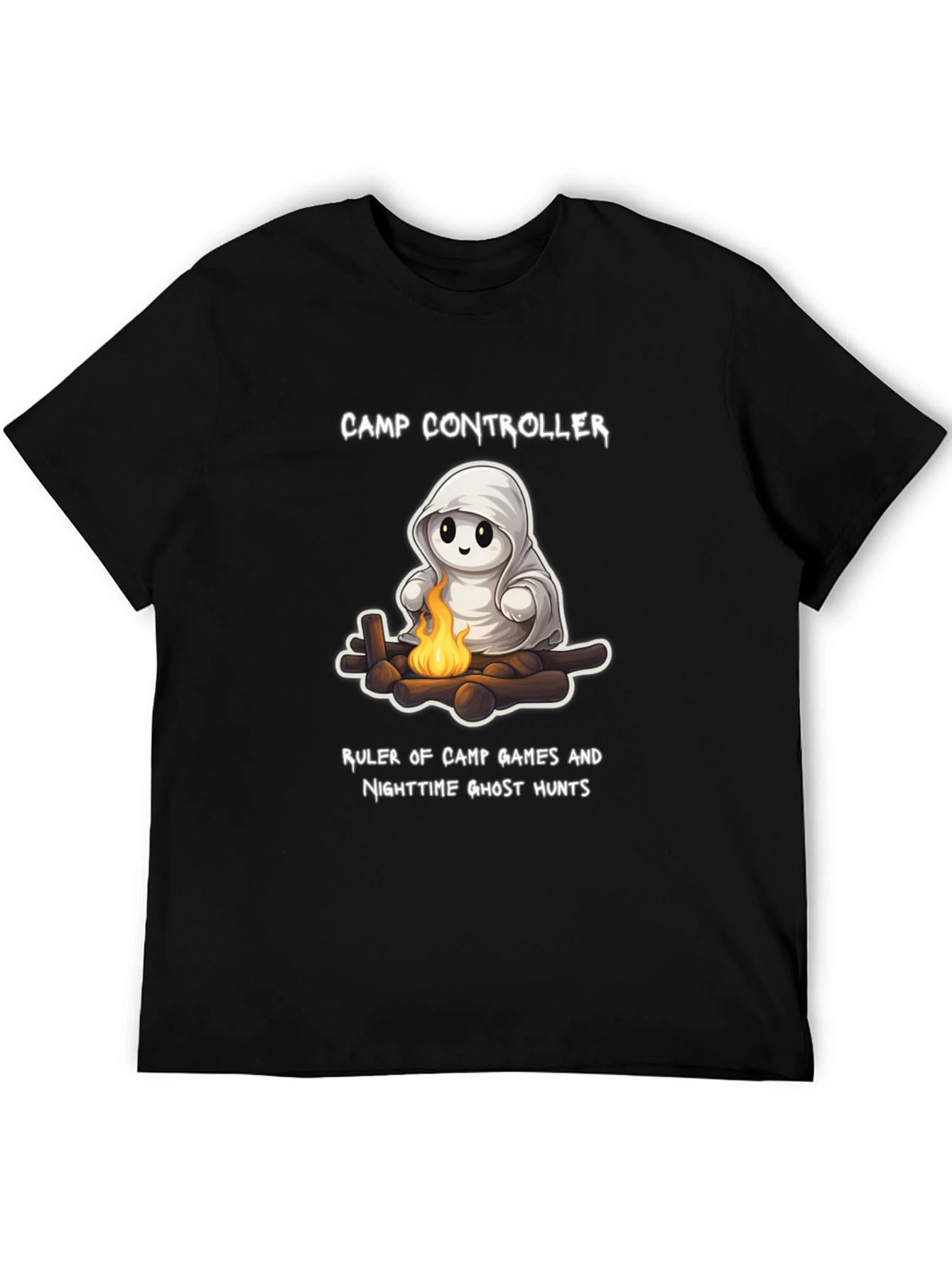 Camp Controller T-Shirt - Cute Ghost Campfire Tee