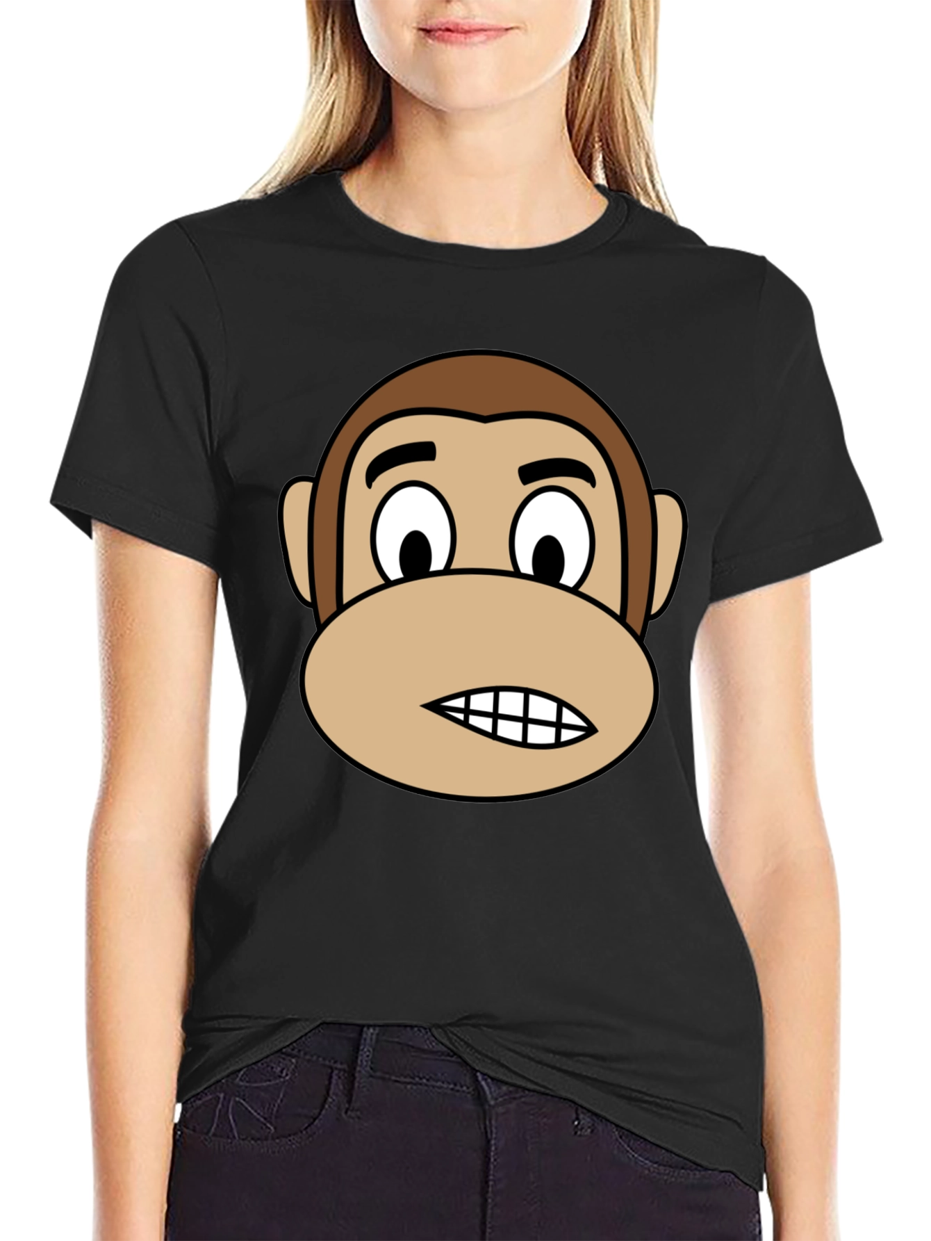 Monkey Face Graphic T-Shirt - Fun Cartoon Tee