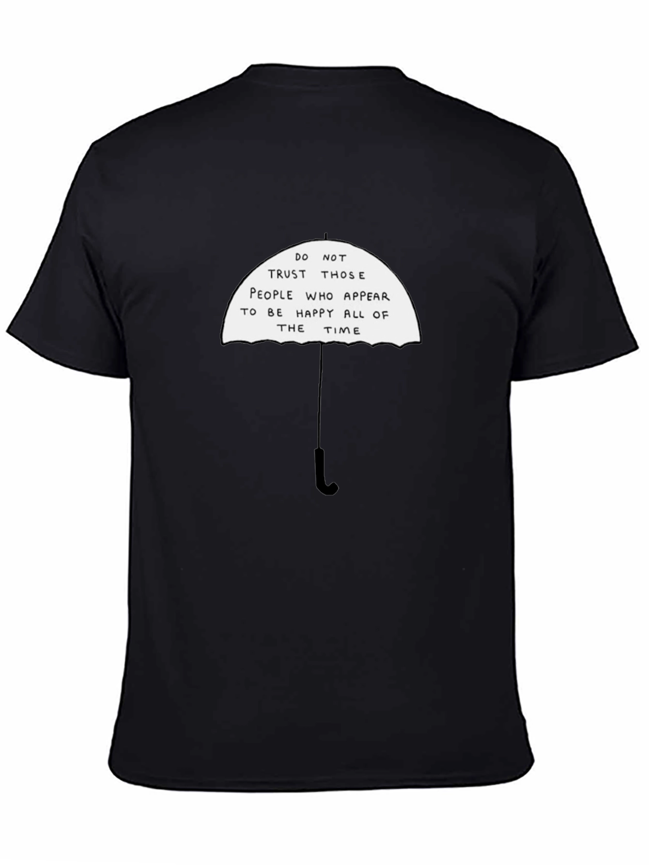 Black T-Shirt with Funny Umbrella Graphic
