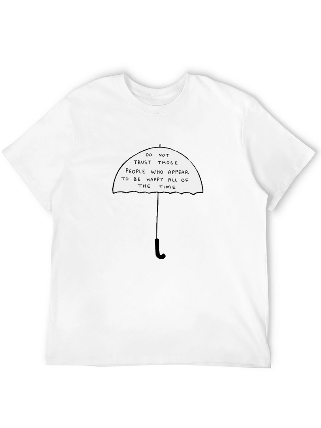 Black T-Shirt with Funny Umbrella Graphic