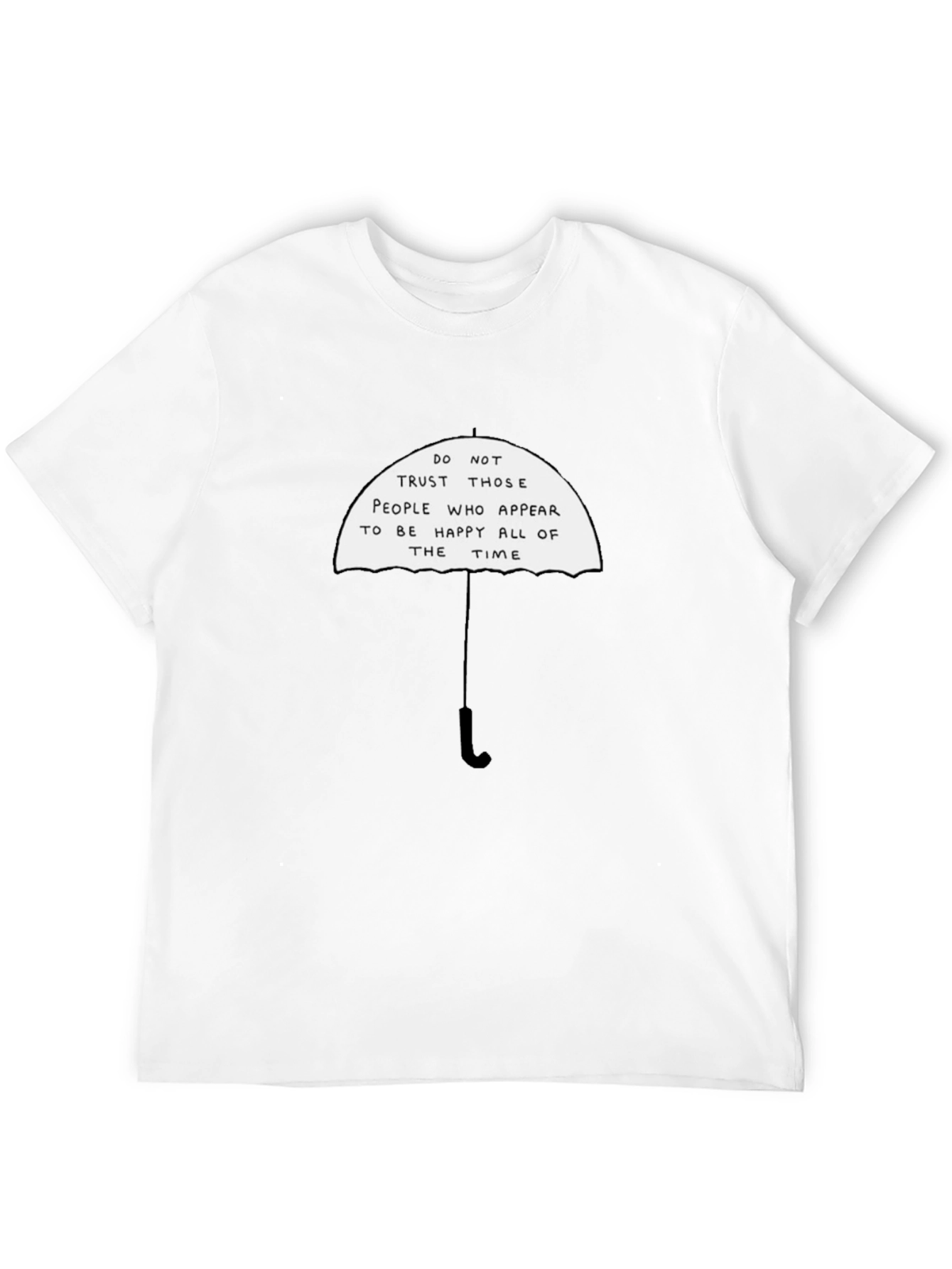 Black T-Shirt with Funny Umbrella Graphic