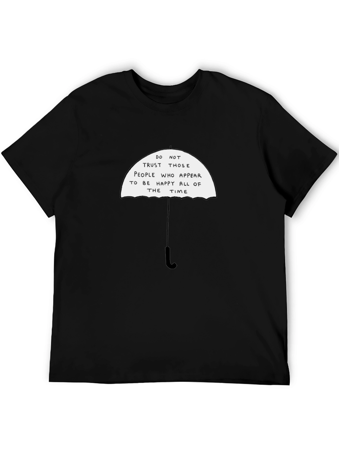 Black T-Shirt with Funny Umbrella Graphic