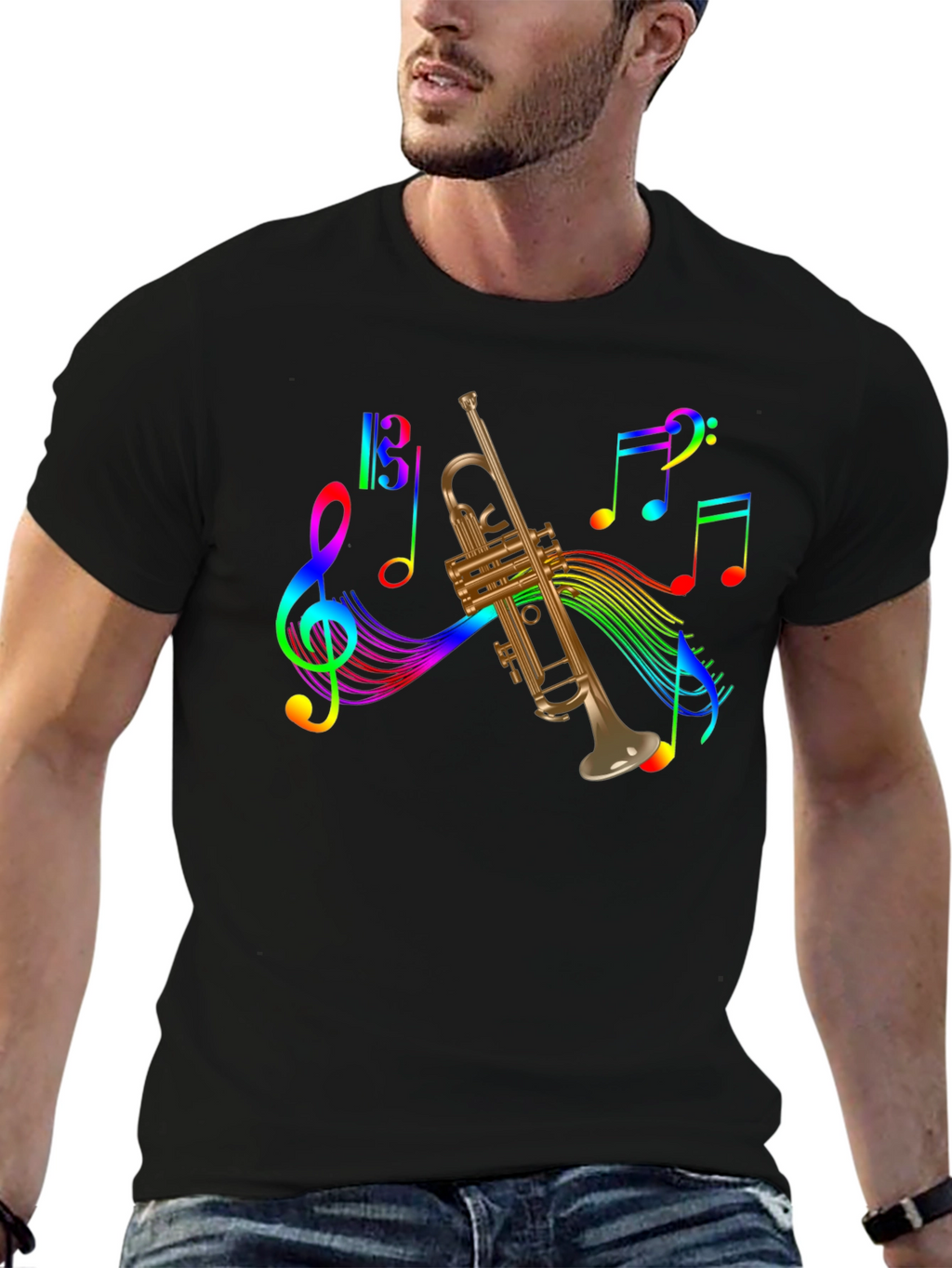 Rainbow Music Trumpet Graphic Tee