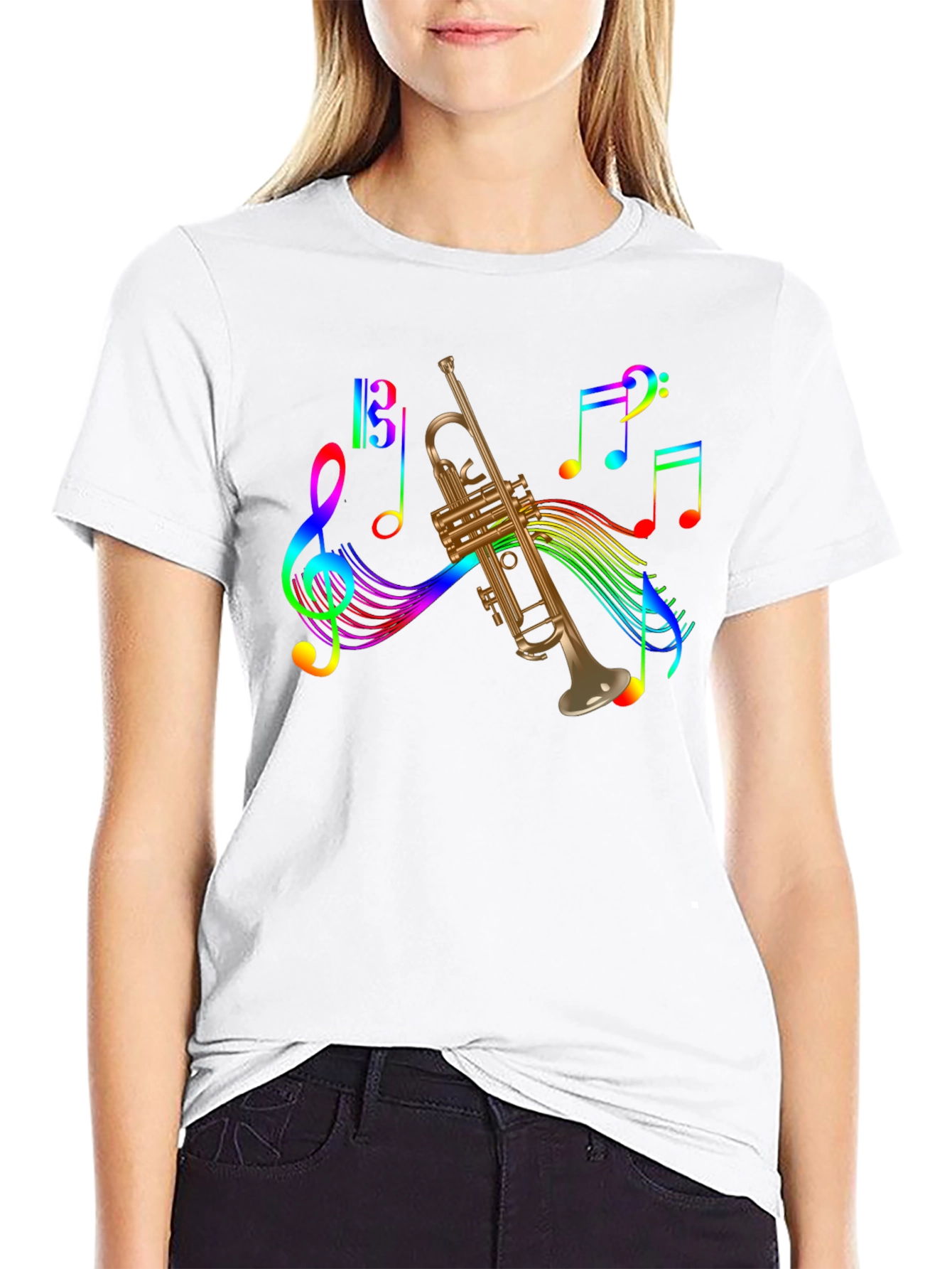 Rainbow Music Trumpet Graphic Tee