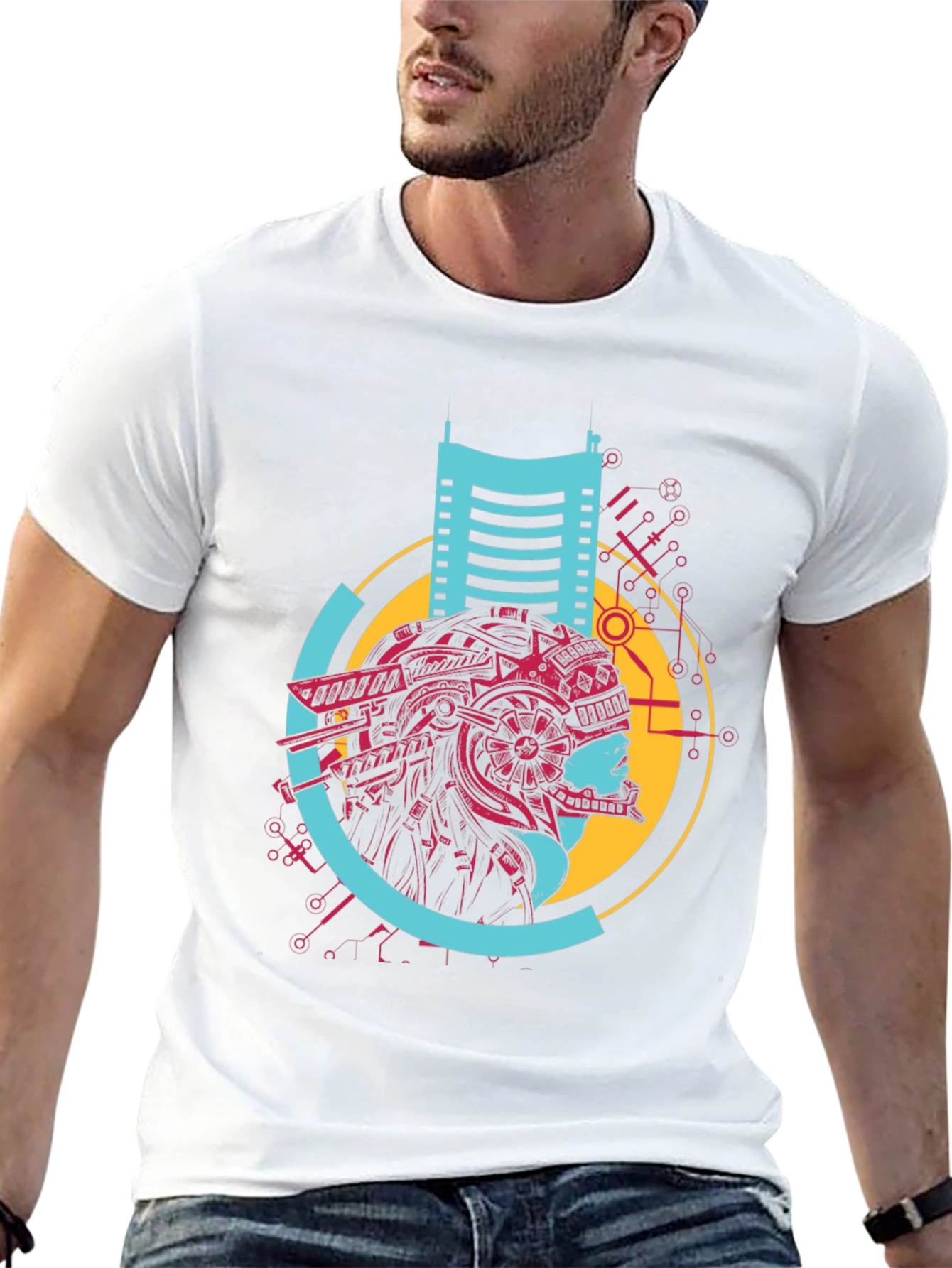 Cyberpunk Style Graphic Print Black T-Shirt