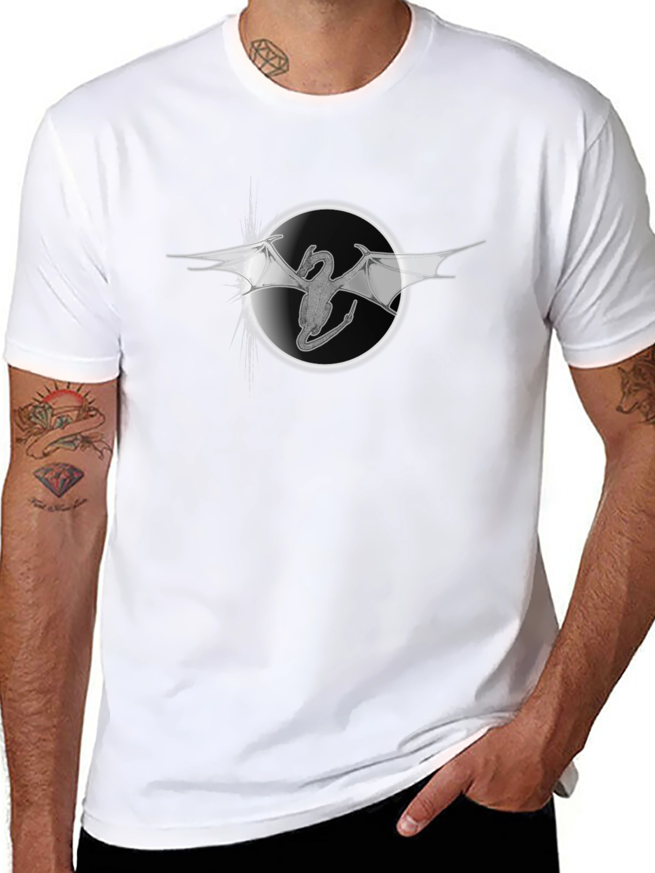 Dragon Circle Graphic T-Shirt - Black