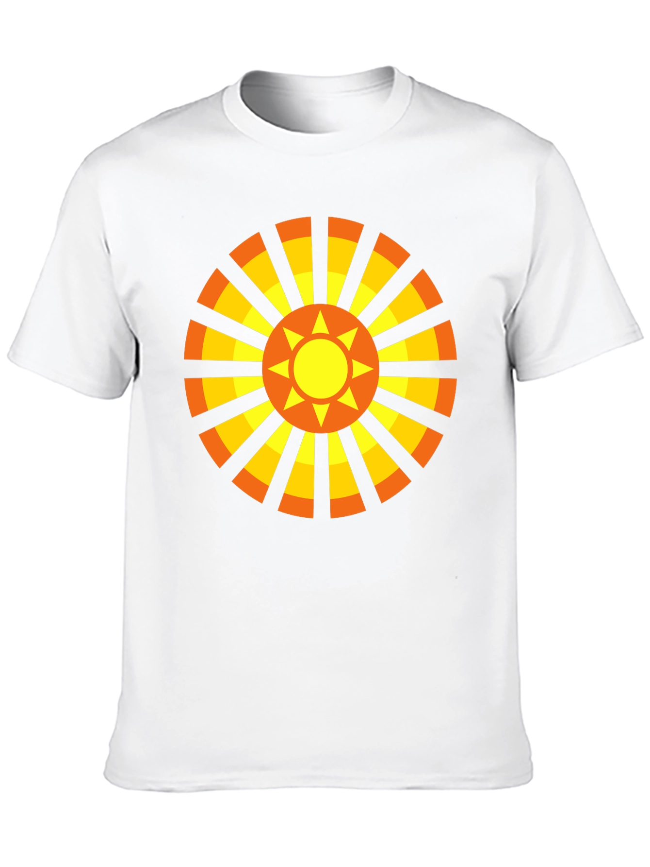 Geometric Sun Graphic Tee - Casual Black Shirt