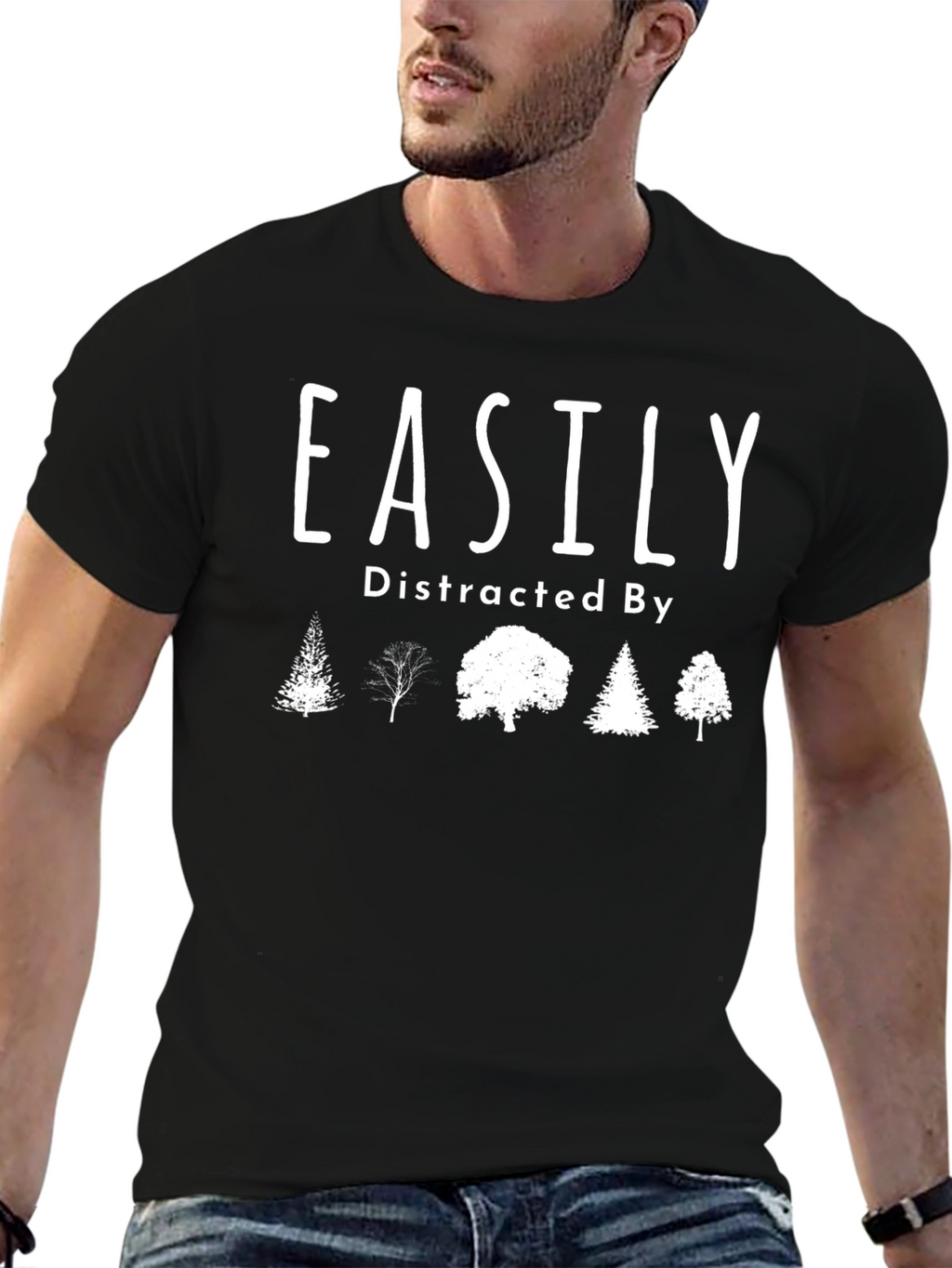 Easily Distracted By Trees Black T-Shirt