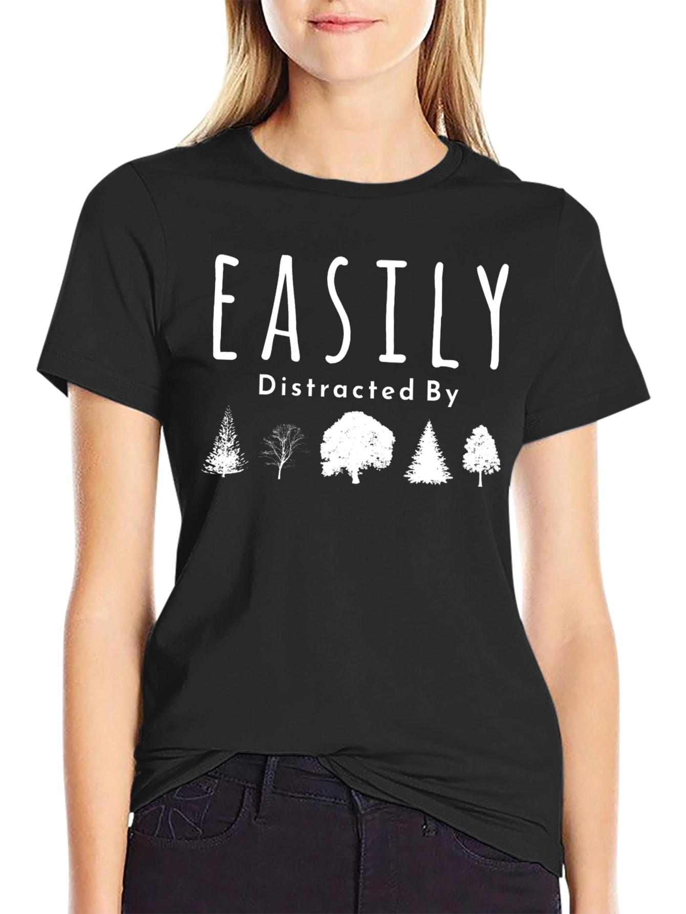 Easily Distracted By Trees Black T-Shirt