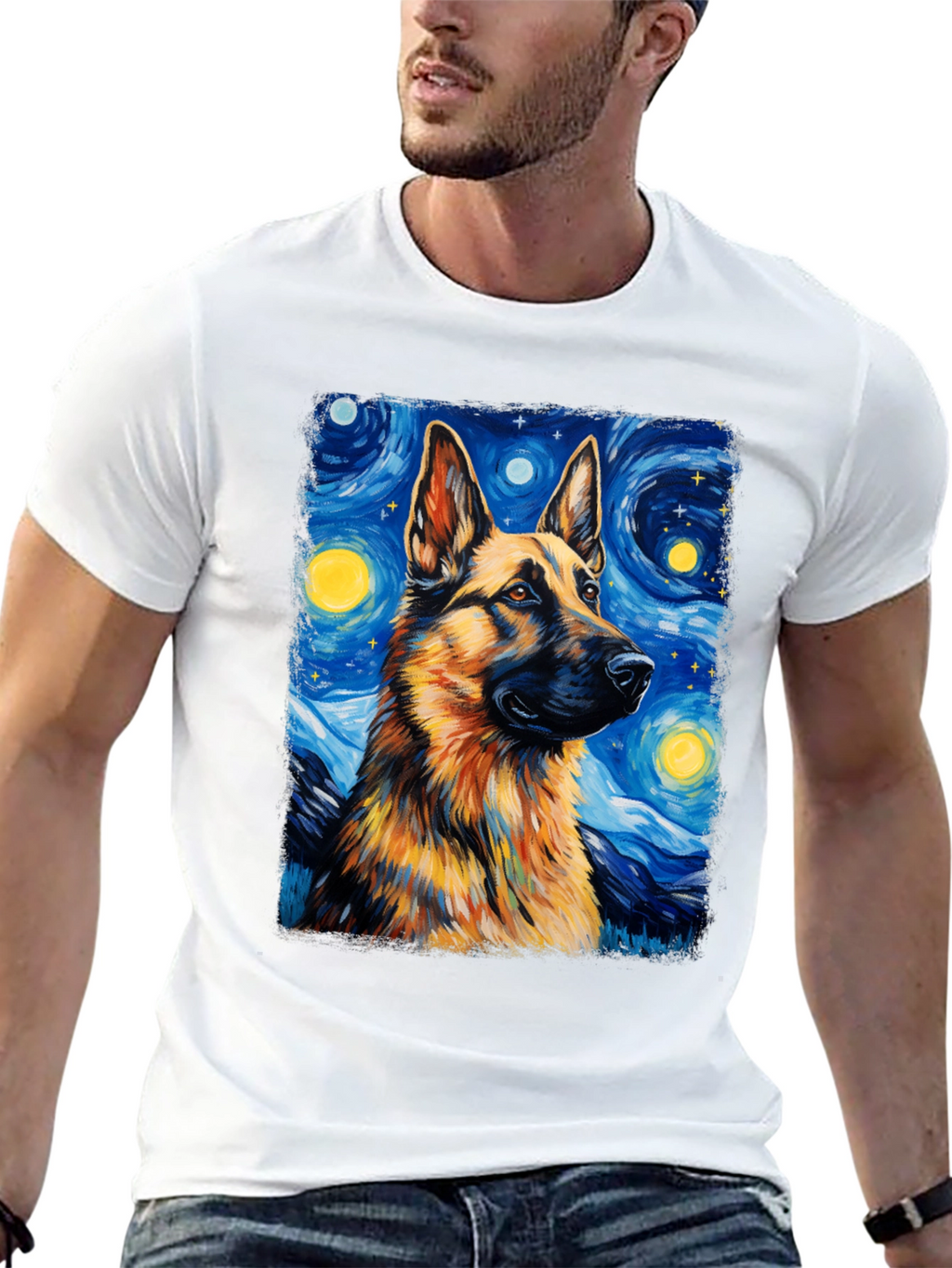 Starry Night German Shepherd Graphic Tee