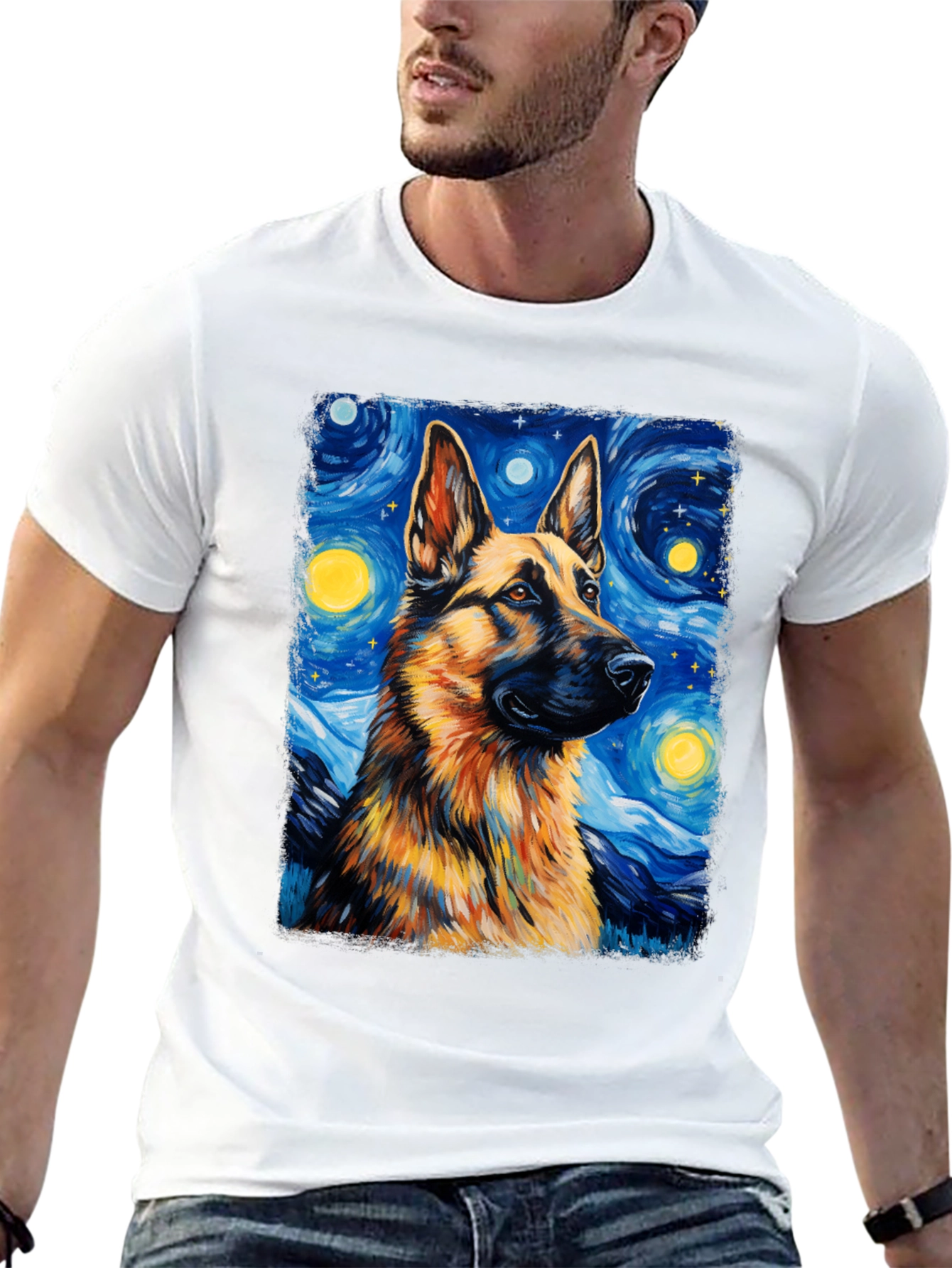 Starry Night German Shepherd Graphic Tee