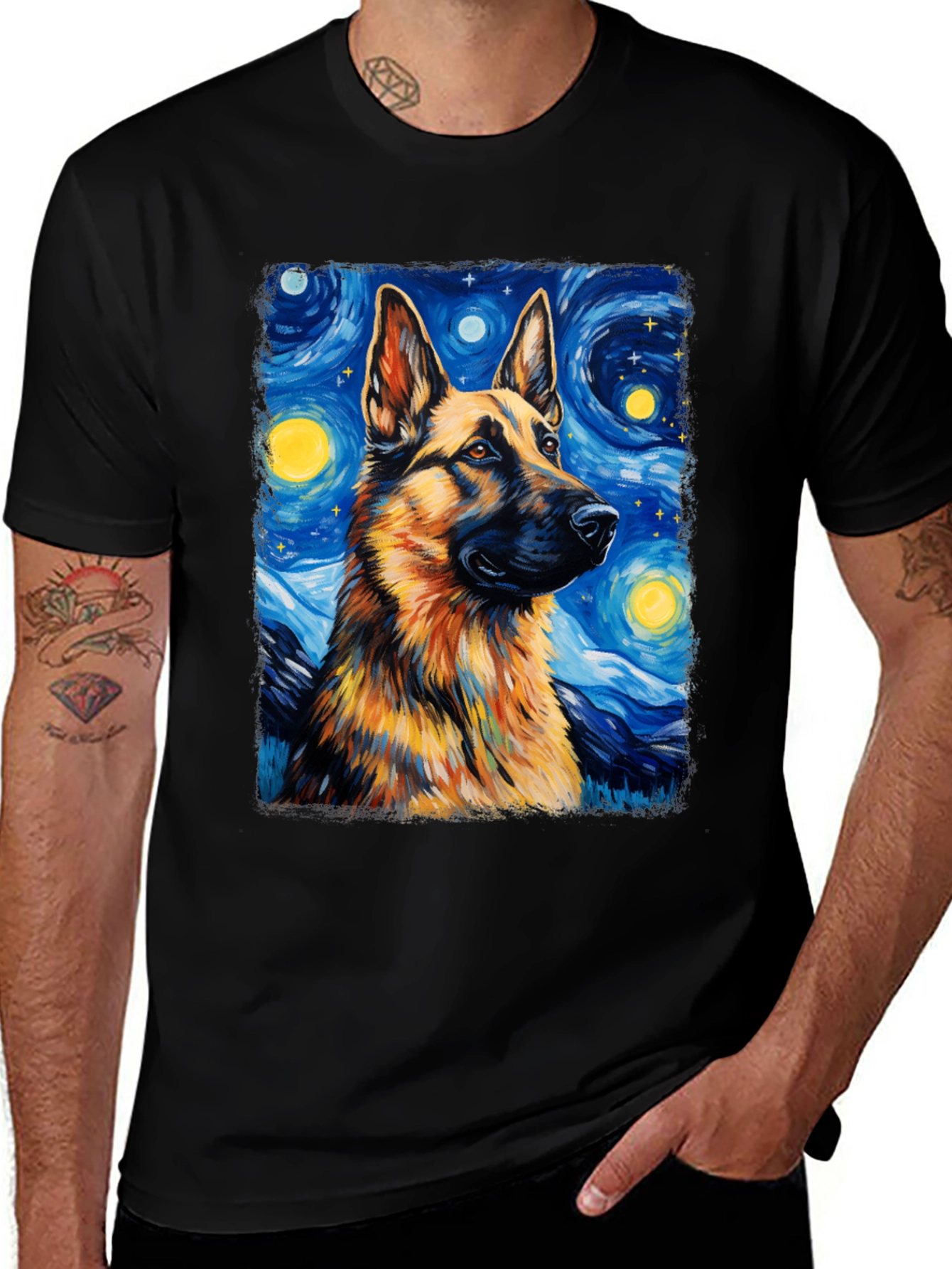 Starry Night German Shepherd Graphic Tee