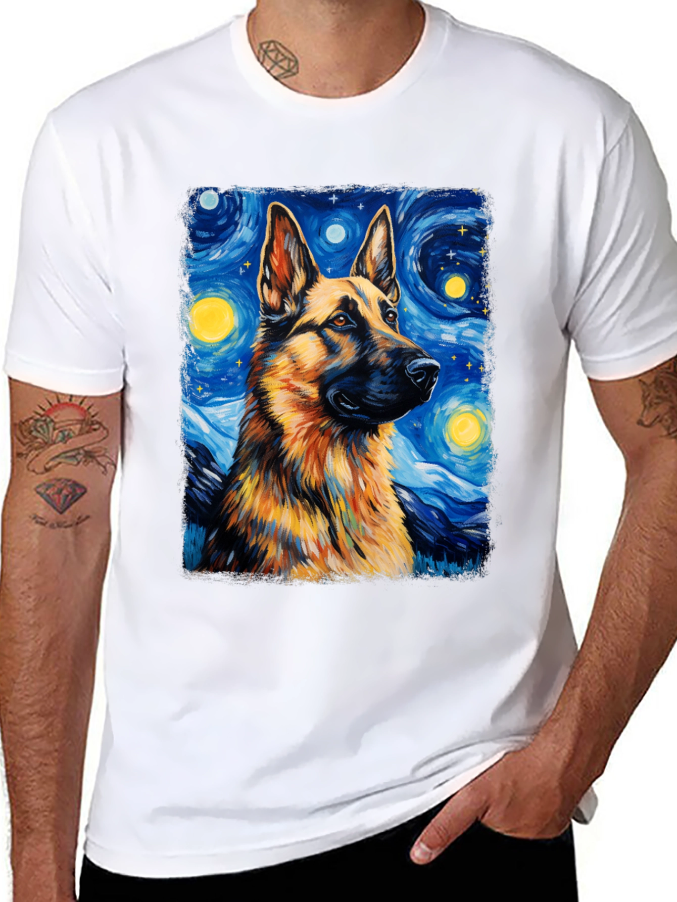 Starry Night German Shepherd Graphic Tee